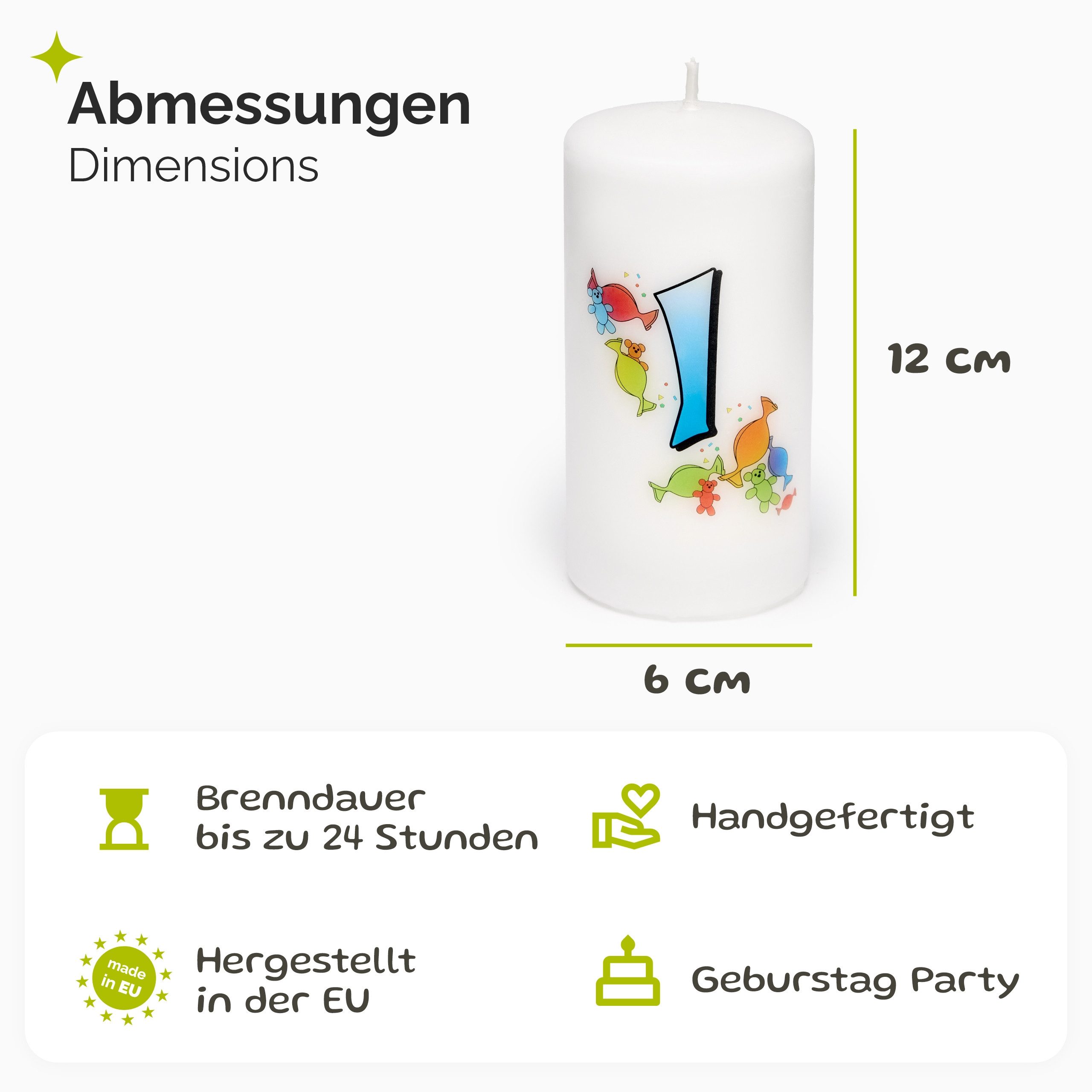 Garronda Geburtstagskerze Kerzen mit Motiv von 1 bis 89 Jahren, 6x12cm 24 S günstig online kaufen