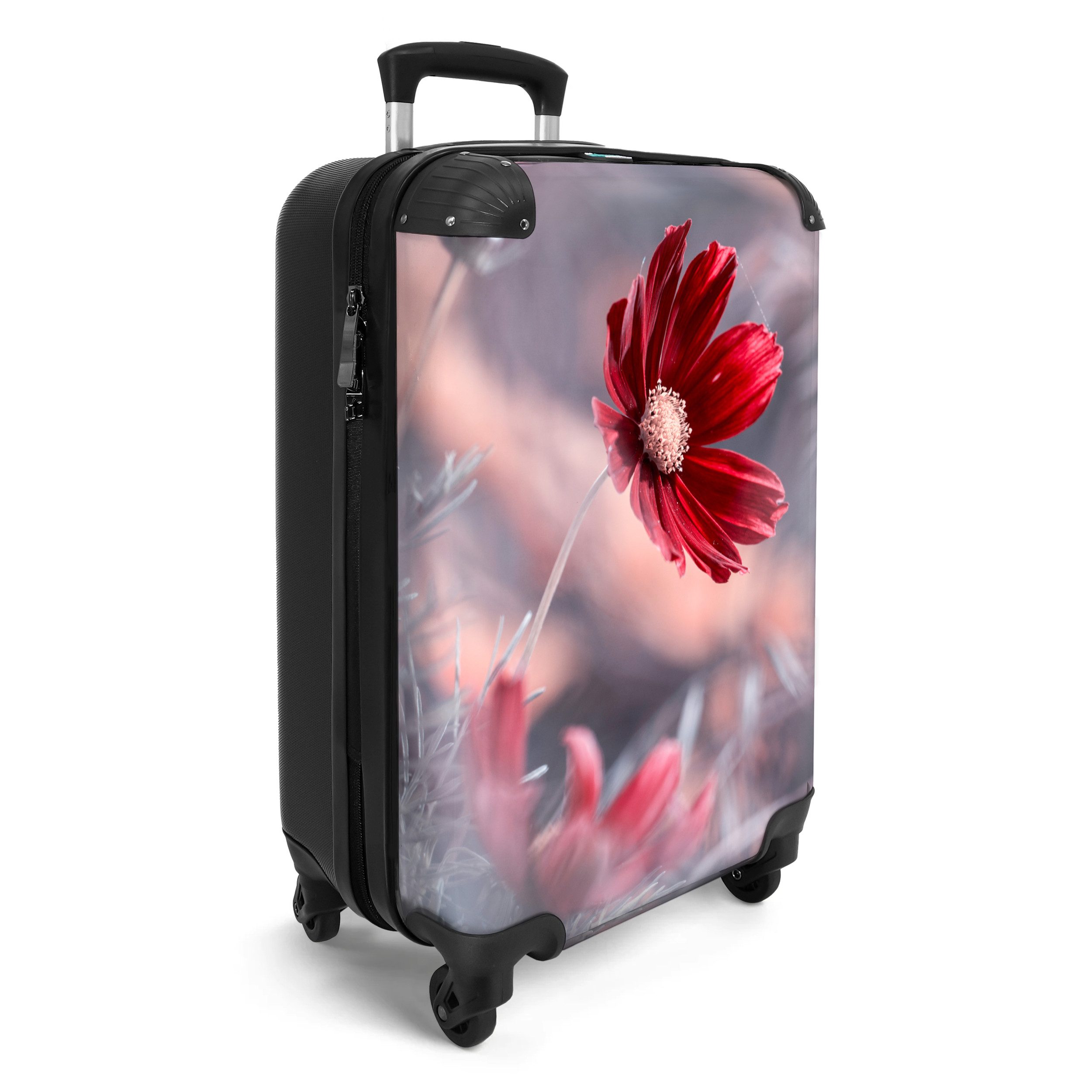 NoBoringSuitcases.com© Hartschalen-Trolley Blumen - Rot - günstig online kaufen