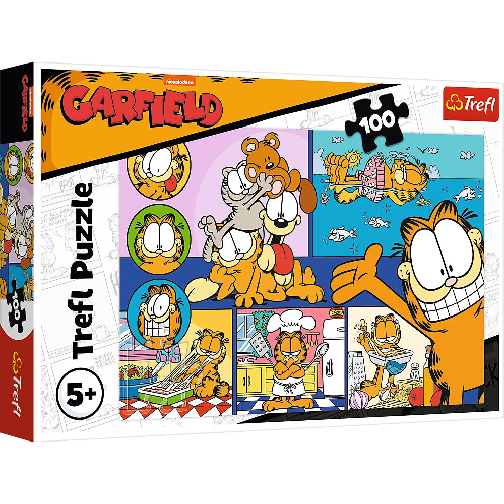 Trefl Puzzle Kinderpuzzle Legespiel Comicmotiv, 100 Puzzleteile, 100 Teile, Bildmaß 41x27,5 cm, Garfield-Motiv