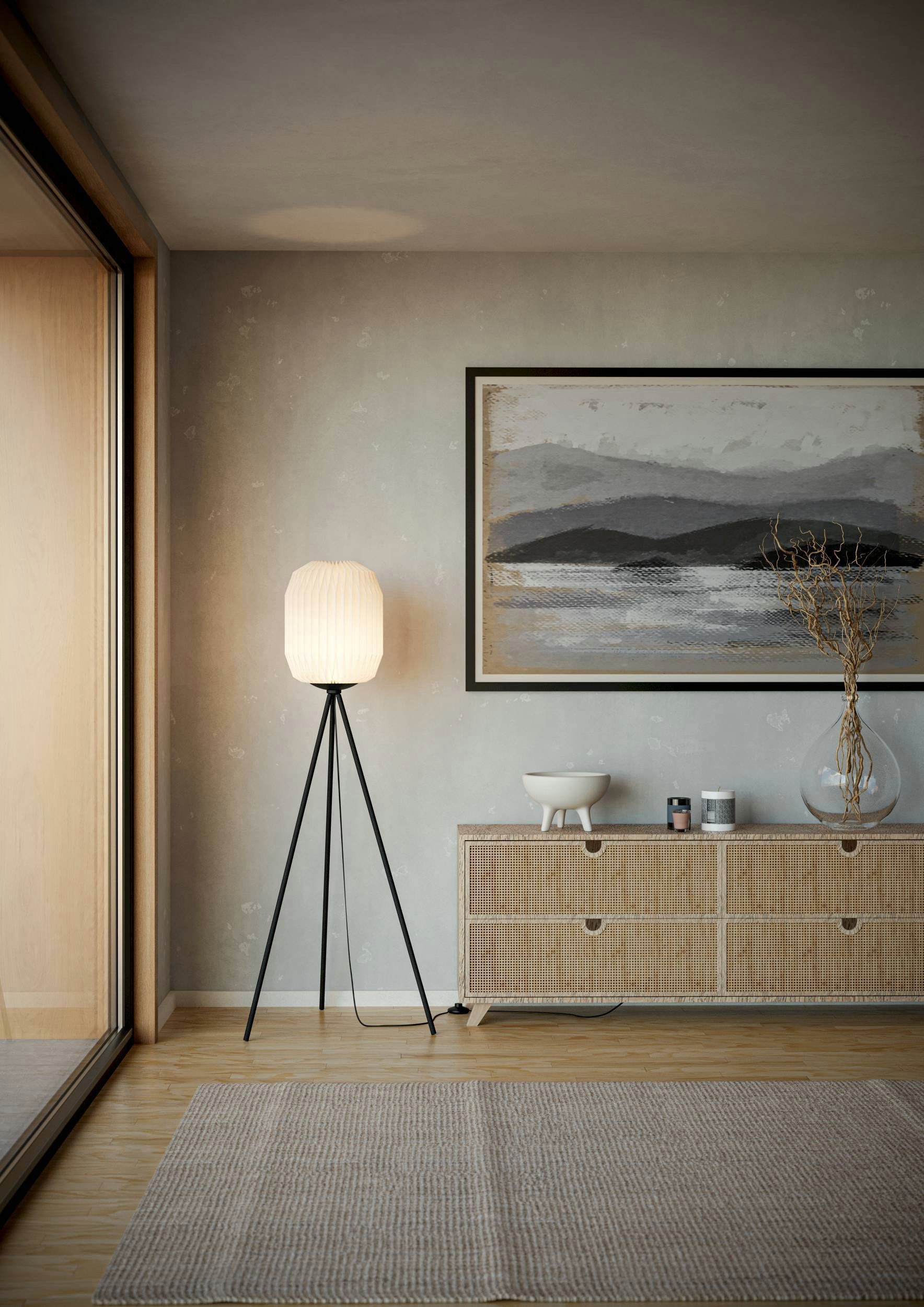 EGLO Stehlampe Belgrave Stehlampe japanisch, aus Metall und Papier, Dreibei günstig online kaufen