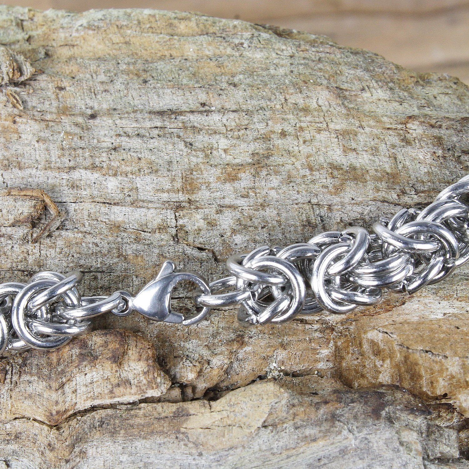 KARMA Statementkette Herrenkette Königskette Edelstahl silber 55 cm Silberkette (Geschenk für Ihn, Herrenschmuck Männerschmuck), Halskette Herren massiv