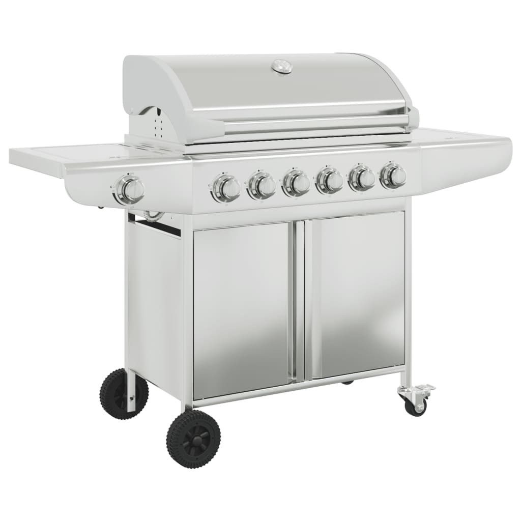 Holzkohlegrill Gasgrill mit 7 Flammen Silbern Edelstahl