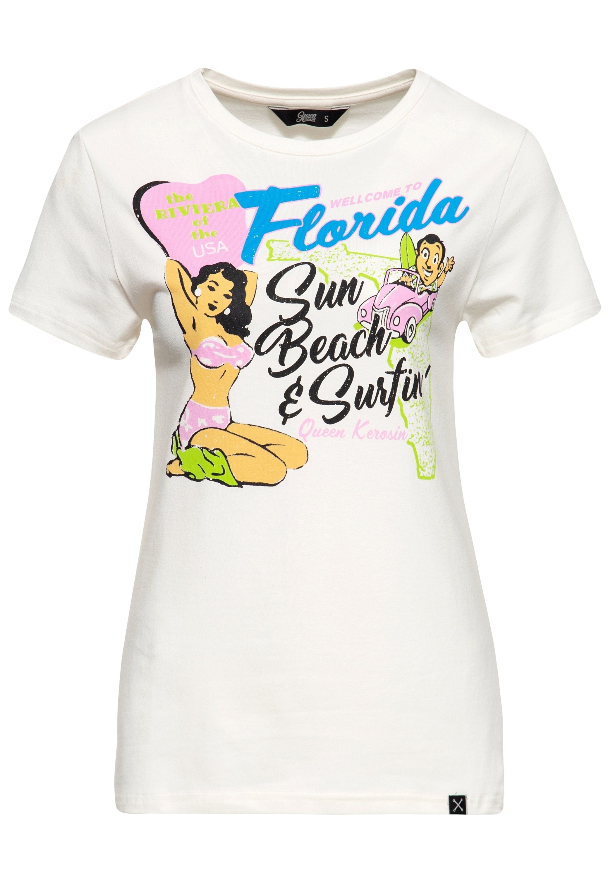 QueenKerosin Print-Shirt Florida (1-tlg) mit Vintage-Motiv günstig online kaufen
