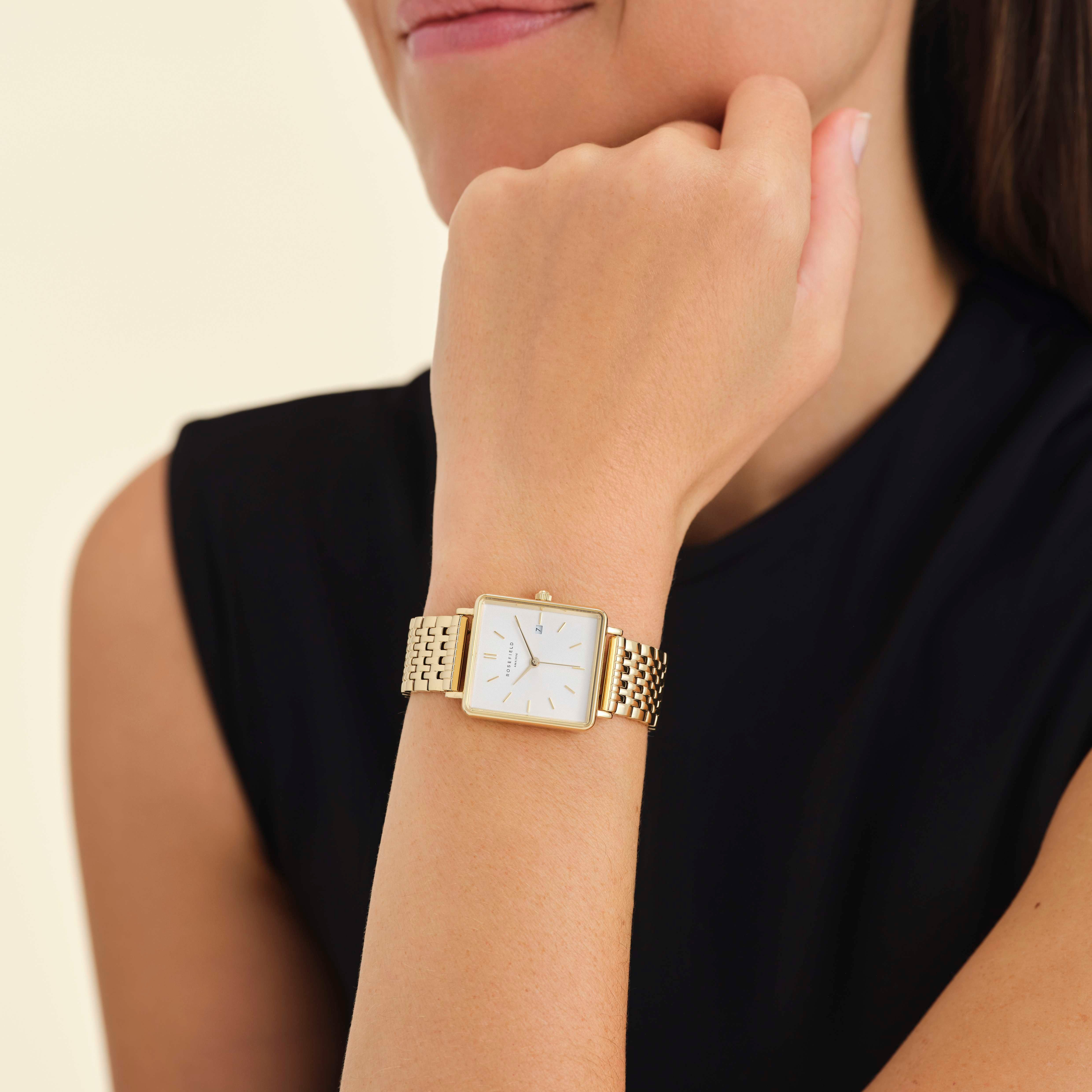ROSEFIELD Quarzuhr ROSEFIELD Damenuhr Boxy 28mm Goldfarben