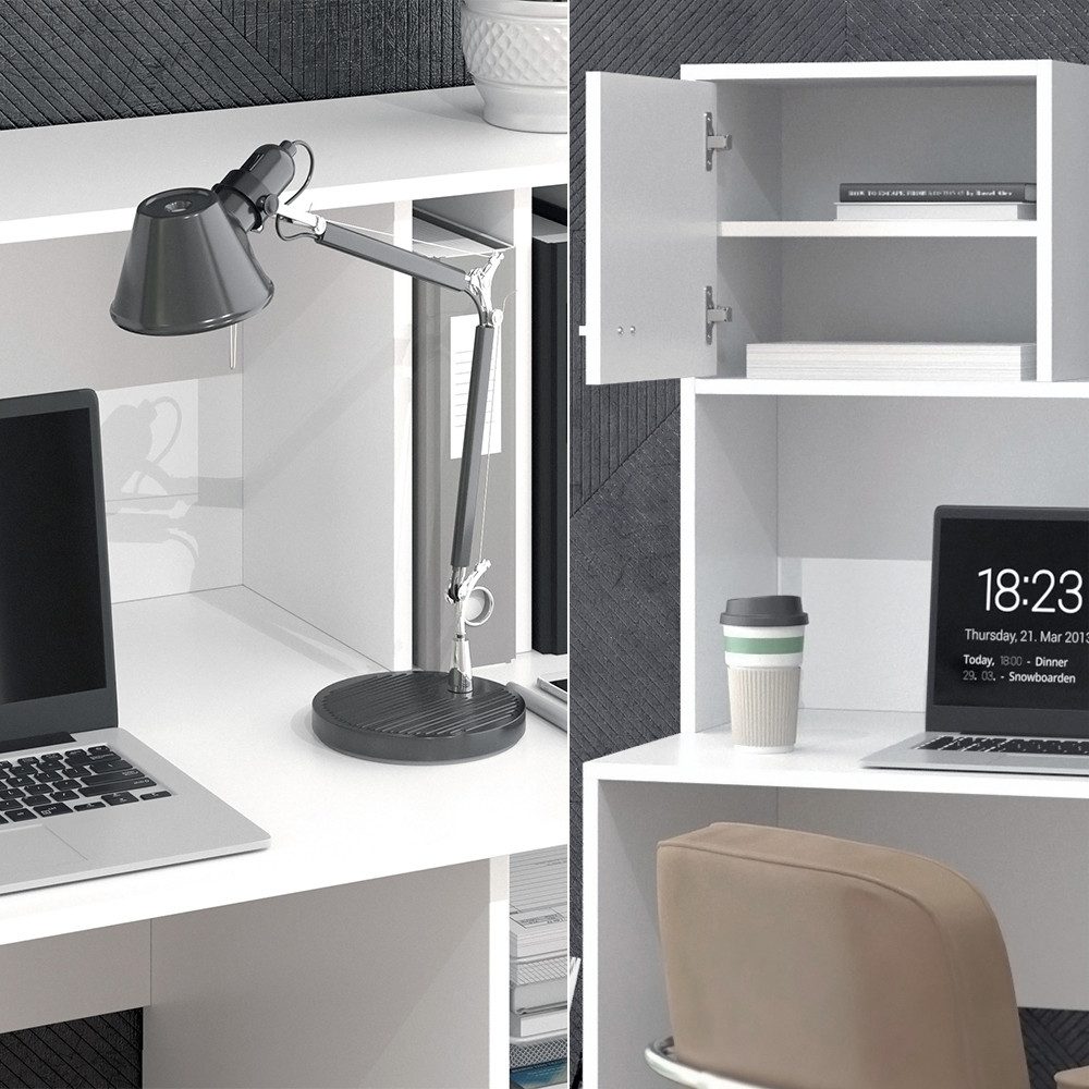 Vicco Schreibtisch Alwin, Weiß, 115 x 55 cm mit 2 Türen