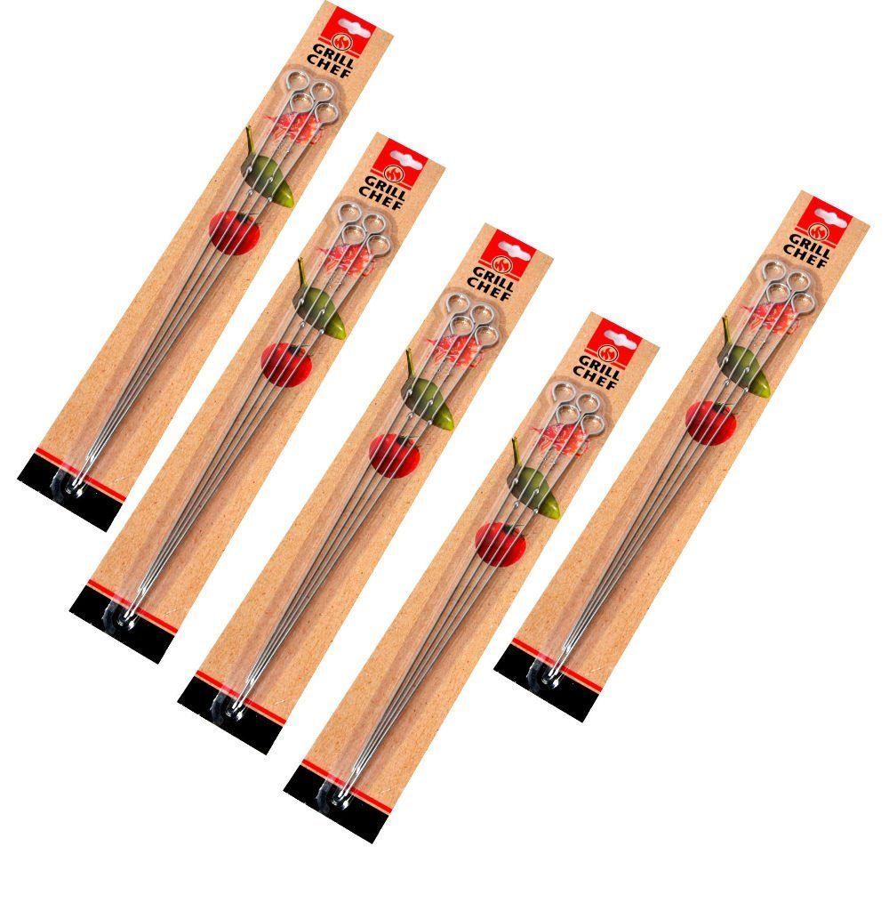 LANDMANN Partyspieße 20-er Set Schaschlikspieße, Edelstahl Grillspieße Grill Schaschlikspieße Spieße Fleischspieße