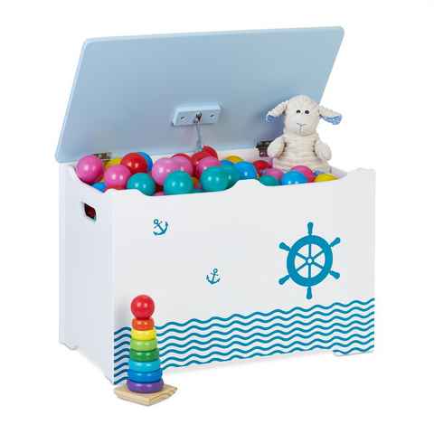 relaxdays Spielzeugtruhe Spielzeugtruhe im Seefahrt-Design