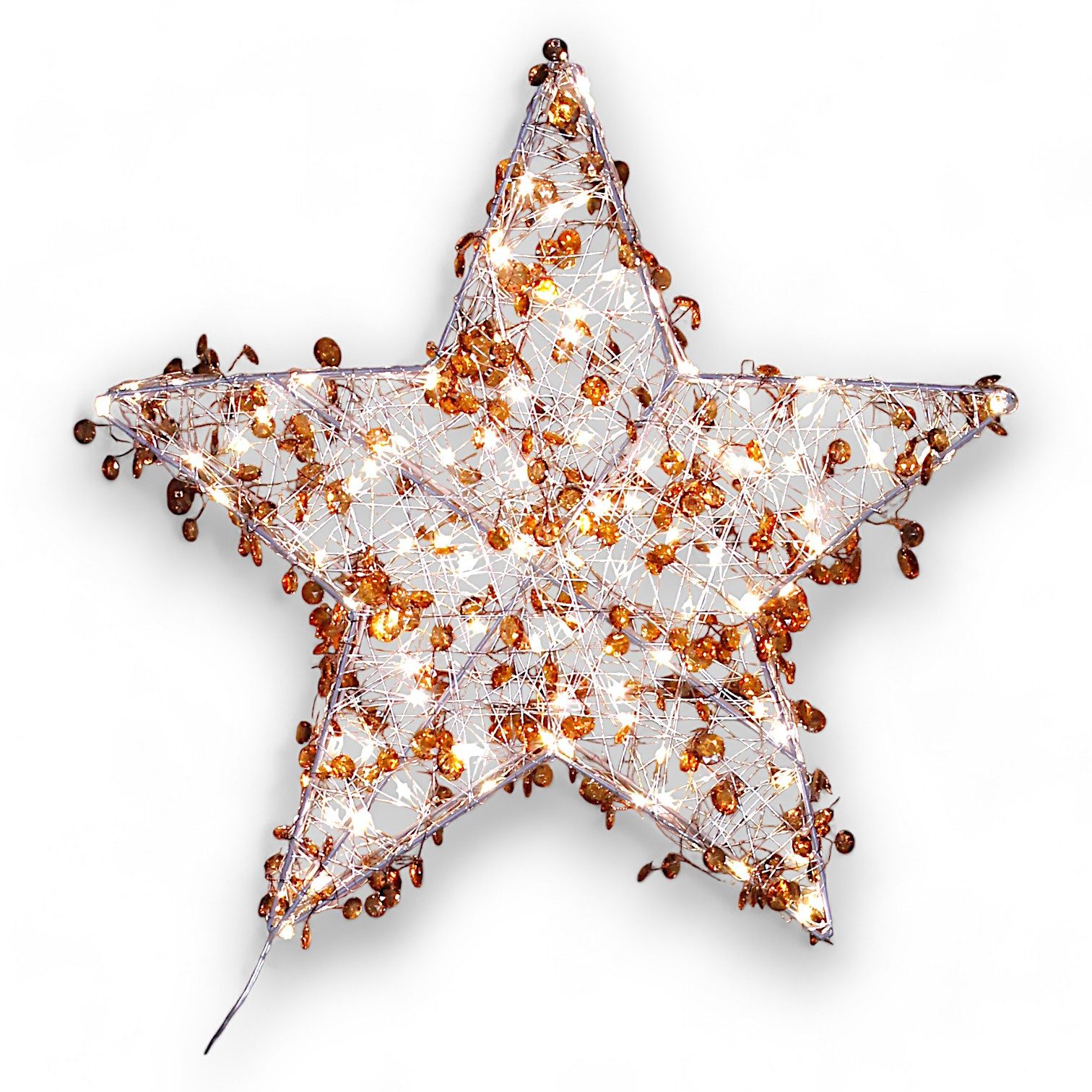 Arnusa LED Stern Leuchtstern 120 LED mit künstlichen Bernstein Weihnachtsstern, Ein- Aus, LED, warmweiß, 45x45x7cm Weihnachtsbeleuchtung für Innen und Außen