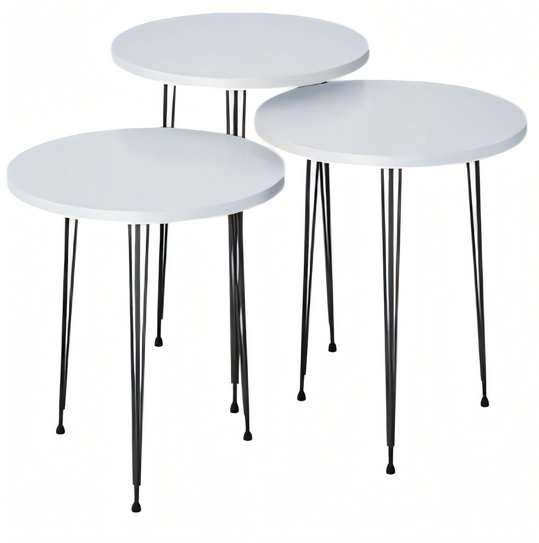 Xlmoebel Satztisch XLMOEBEL runder Couchtisch aus Holz und Metall in Weiß (Packung), Made in Europa
