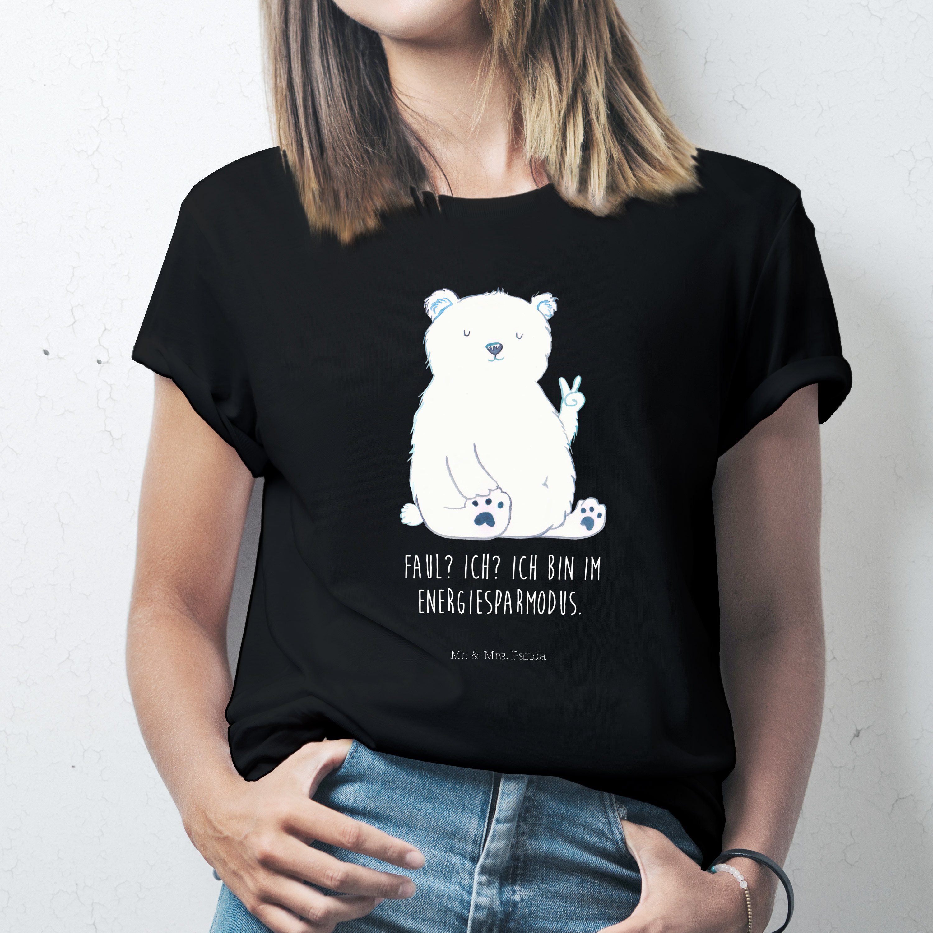 (1-tlg) Relaxen, Geschenk, Ho T-Shirt Eisbär & - Faul Panda Mr. Teddy, Shirt, Mrs. - Schwarz Teddybär,