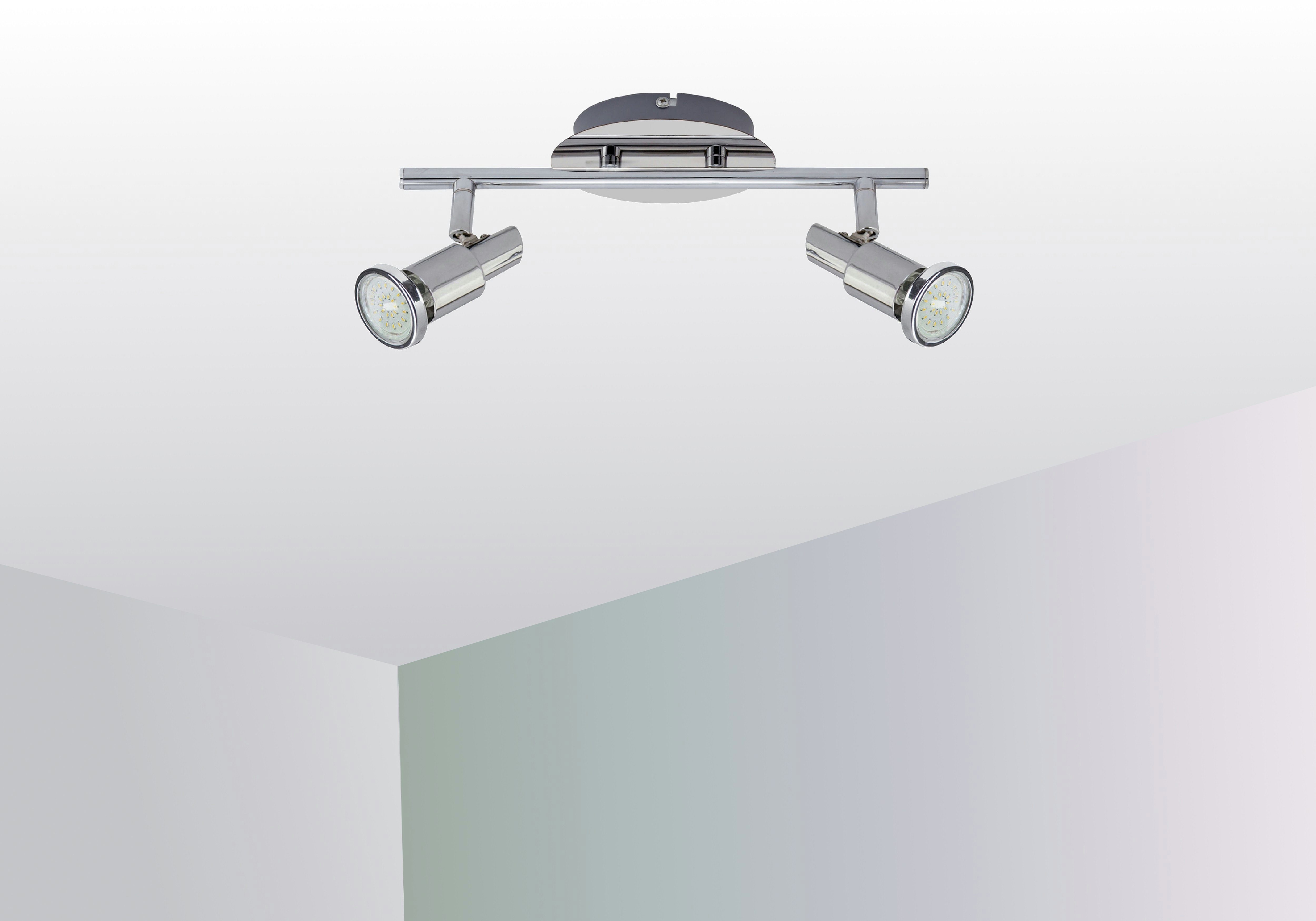 TRANGO LED Deckenspots, 2-flammig 2890-028-5W LED Deckenleuchte OSCAR inkl. 2x 5 Watt GU10 LED Leuchtmittel in Chrom-Optik Deckenlampe, Deckenstrahler, Deckenspots, Lampe schwenkbar und drehbar