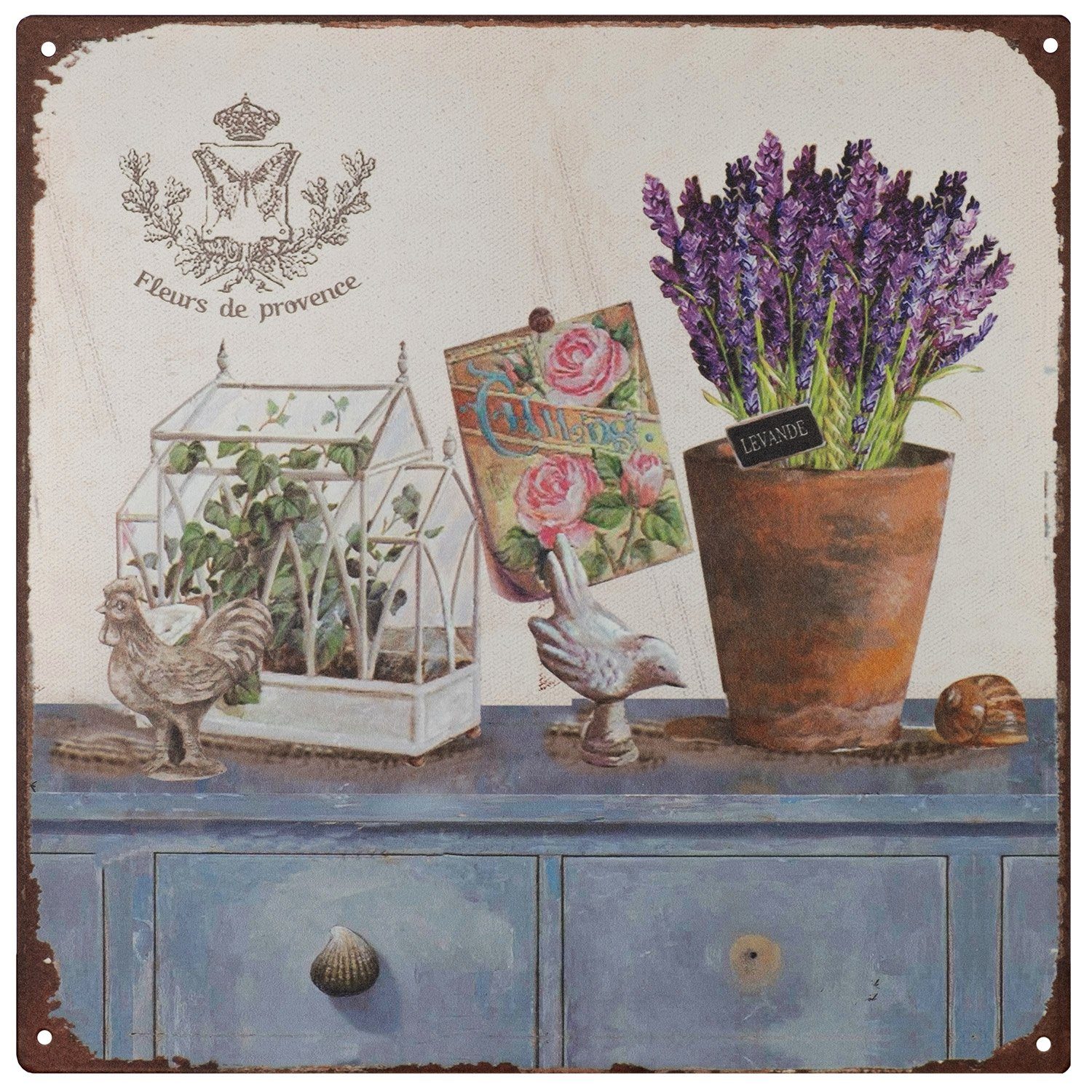 Metallschild Blechschild Fleurs de Provence Lavendel
