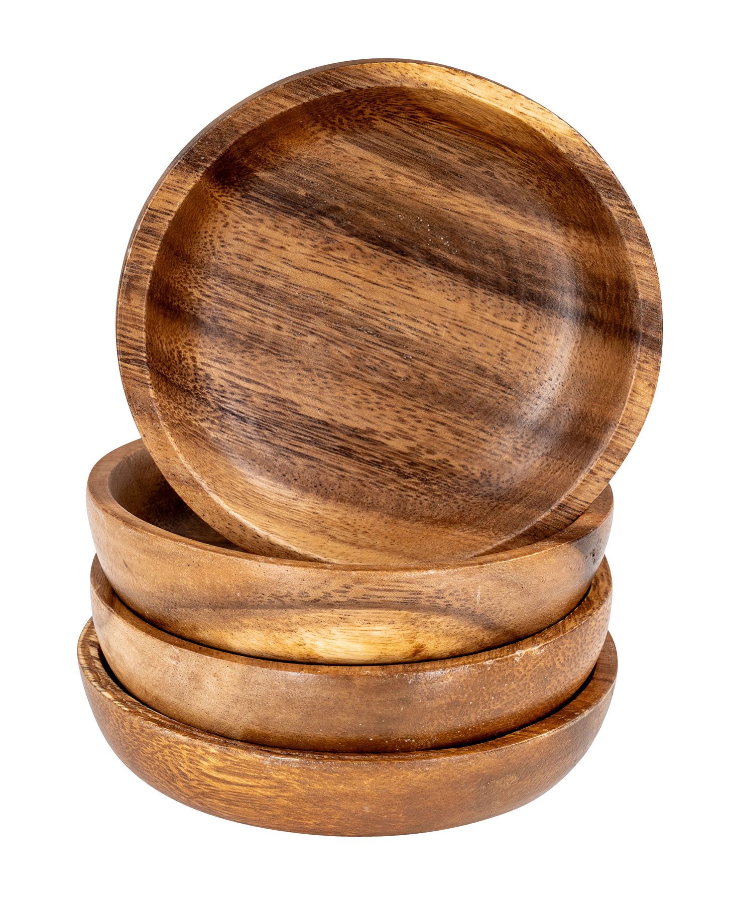 Muso Wood Holzteller Aus Akazienholz – 2 Stück (15 Cm & 20 Cm), Naturbelassen, Für Brötchen, Desserts, Kuchen