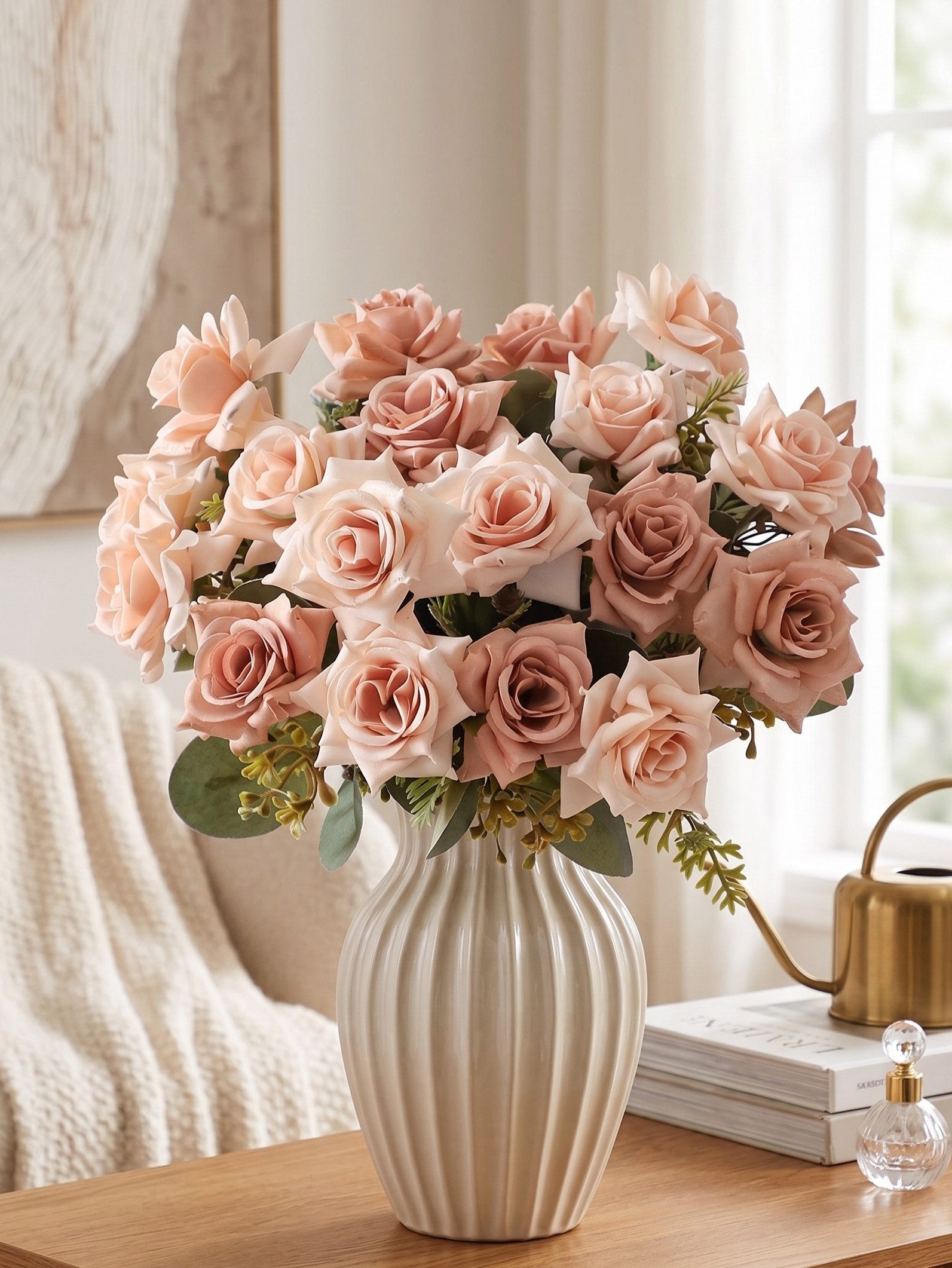 Kunstblumenstrauß Kunstblumen Set künstlicher Strauß, Fanci Home, – realistische Blumen Deko Wohnzimmer Schlafzimmer – Bild 2 von 4