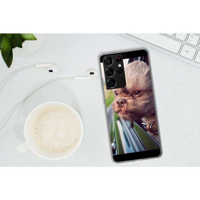 MuchoWow Handyhülle Hund - Auto - Tier Phone Case Handyhülle Samsung Galaxy S21 Ultra Silikon Schutzhülle
