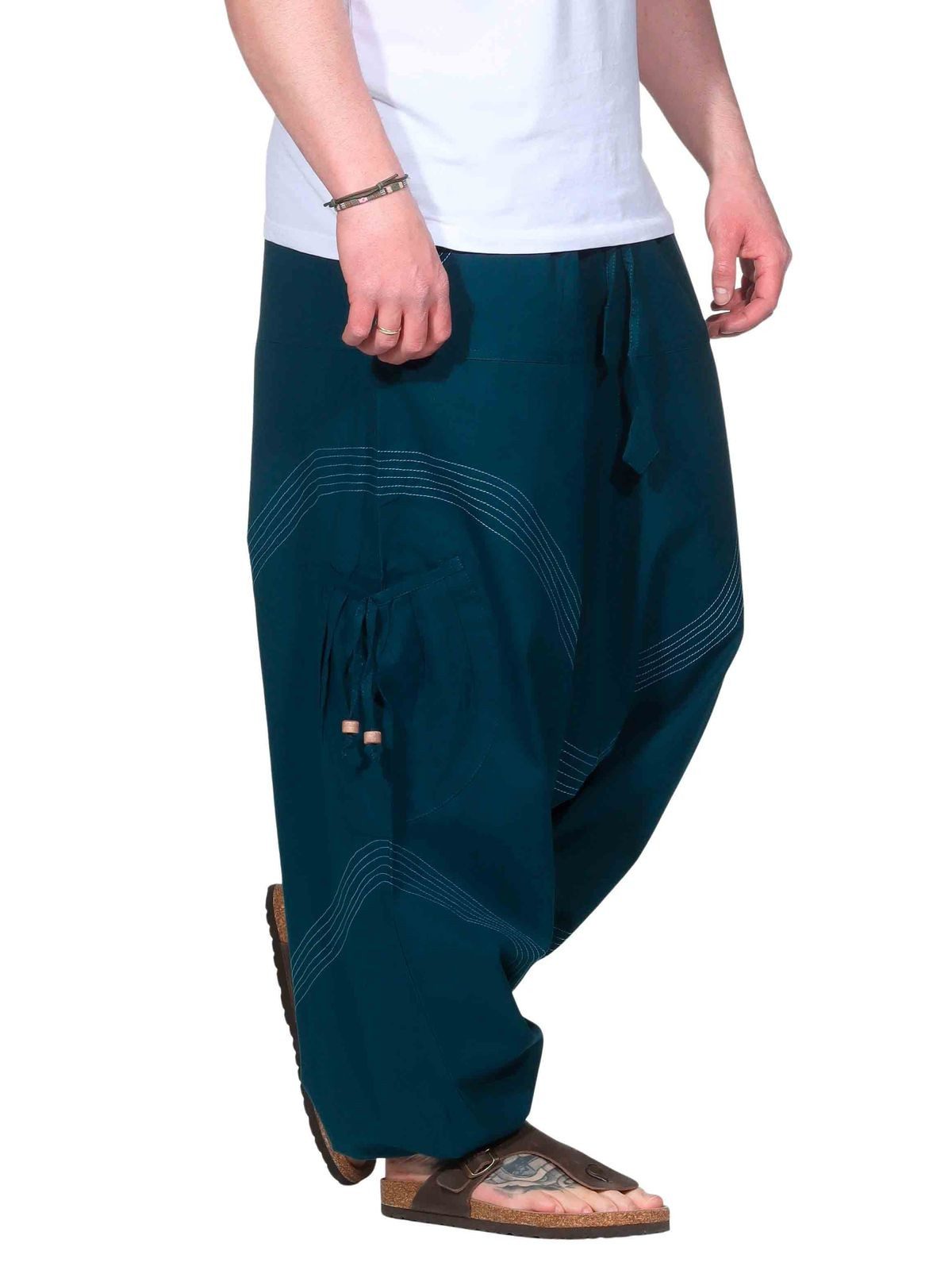 KUNST UND MAGIE Haremshose Haremshose Herren Unisex Baumwolle – Goa Hose mit Taschen Aladinhose