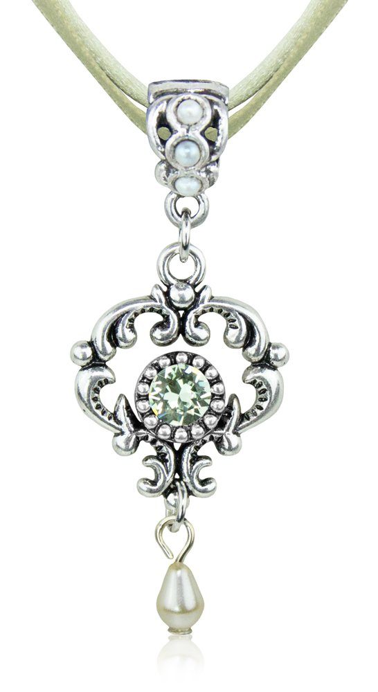 LUISIA® Kette mit Anhänger Halskette "Malou" mit Ornament Anhänger und Kristall von Swarovski® (inkl. Schmuckbox)