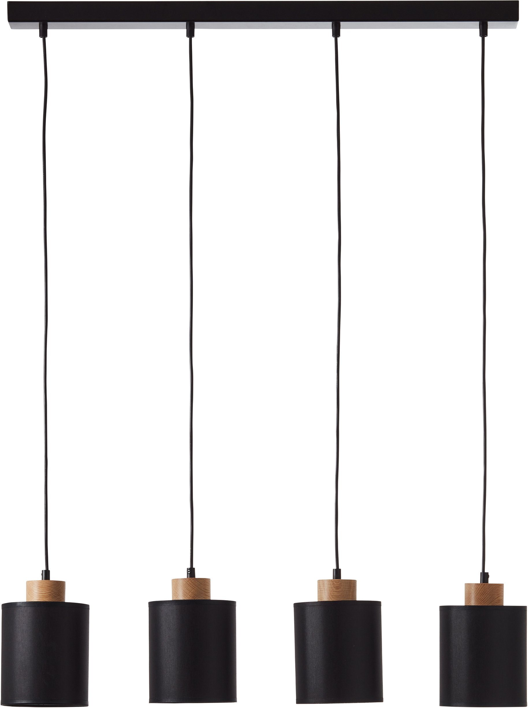 Brilliant Pendelleuchte Vonnie, ohne Leuchtmittel, Stoffschirme, 111cm Höhe, 80 cm Breite, 4 x E27, kürzbar, schwarz/holz. Reduzierter Preis € 97,00. Unverbindliche Preisempfehlung € 219,99