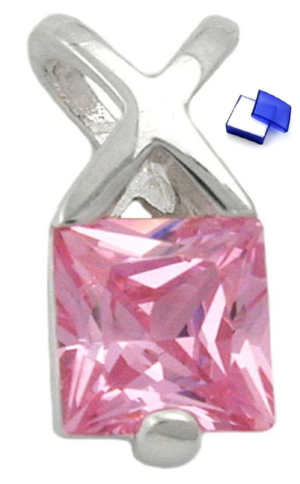 Kettenanhänger Kettenanhänger Anhänger Zirkonia pink 925 Silber 13 x 6 mm