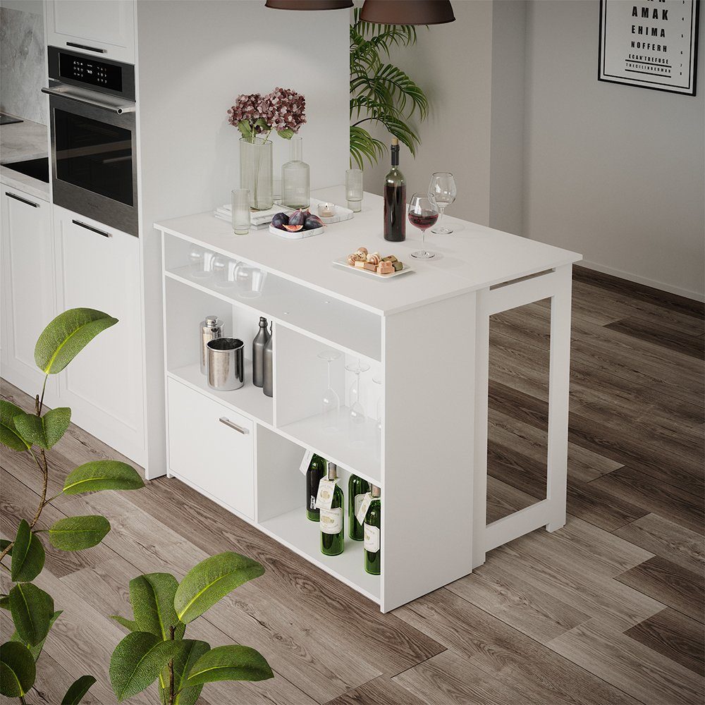 Vicco Bartisch Dominic, Weiß, 116 x 37 cm 4x offene Fächer und 1x Tür günstig online kaufen