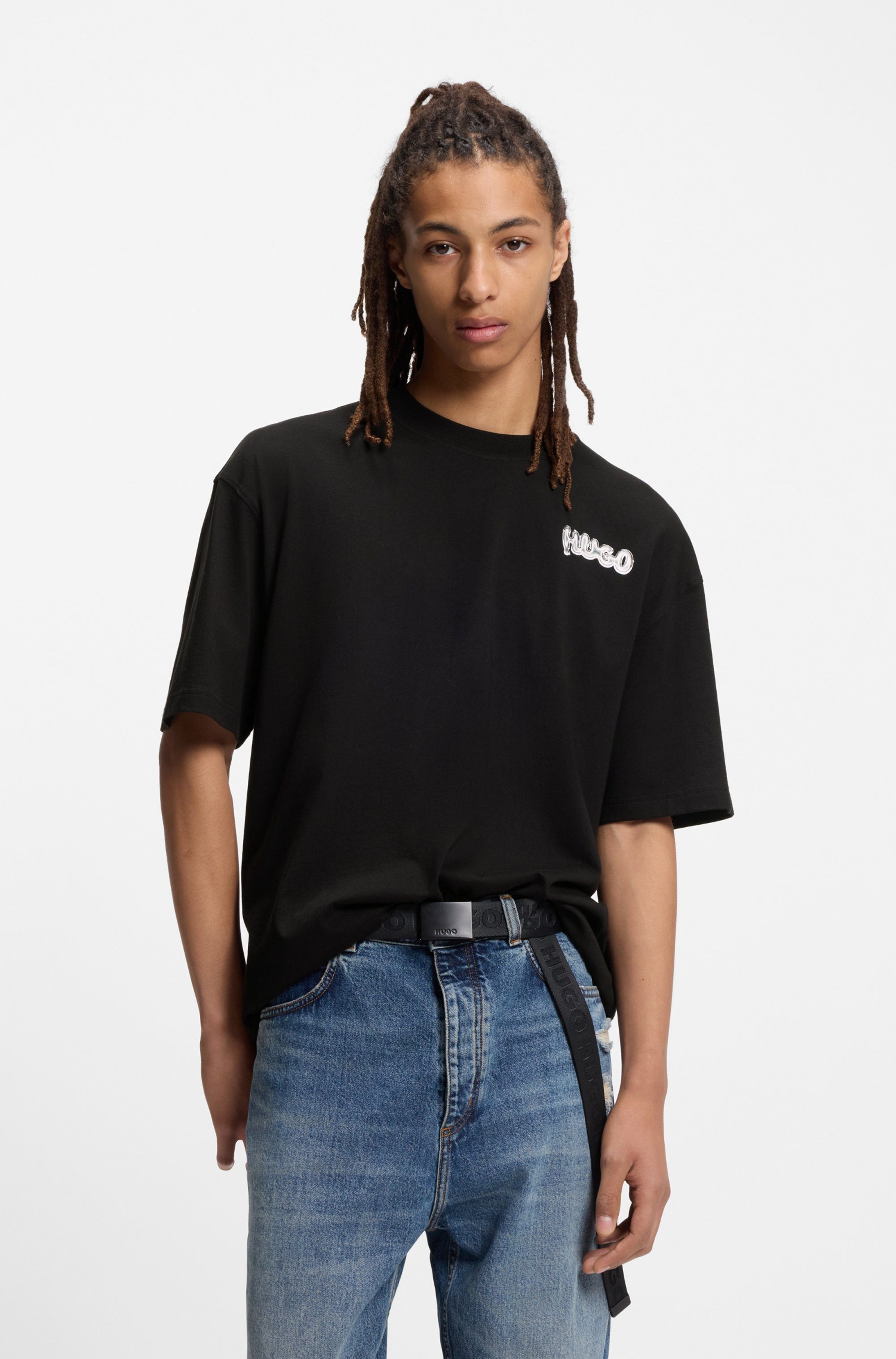 HUGO Blue T-Shirt Nyrotee Rundhalsausschnitt, loose fit, Logoprint günstig online kaufen