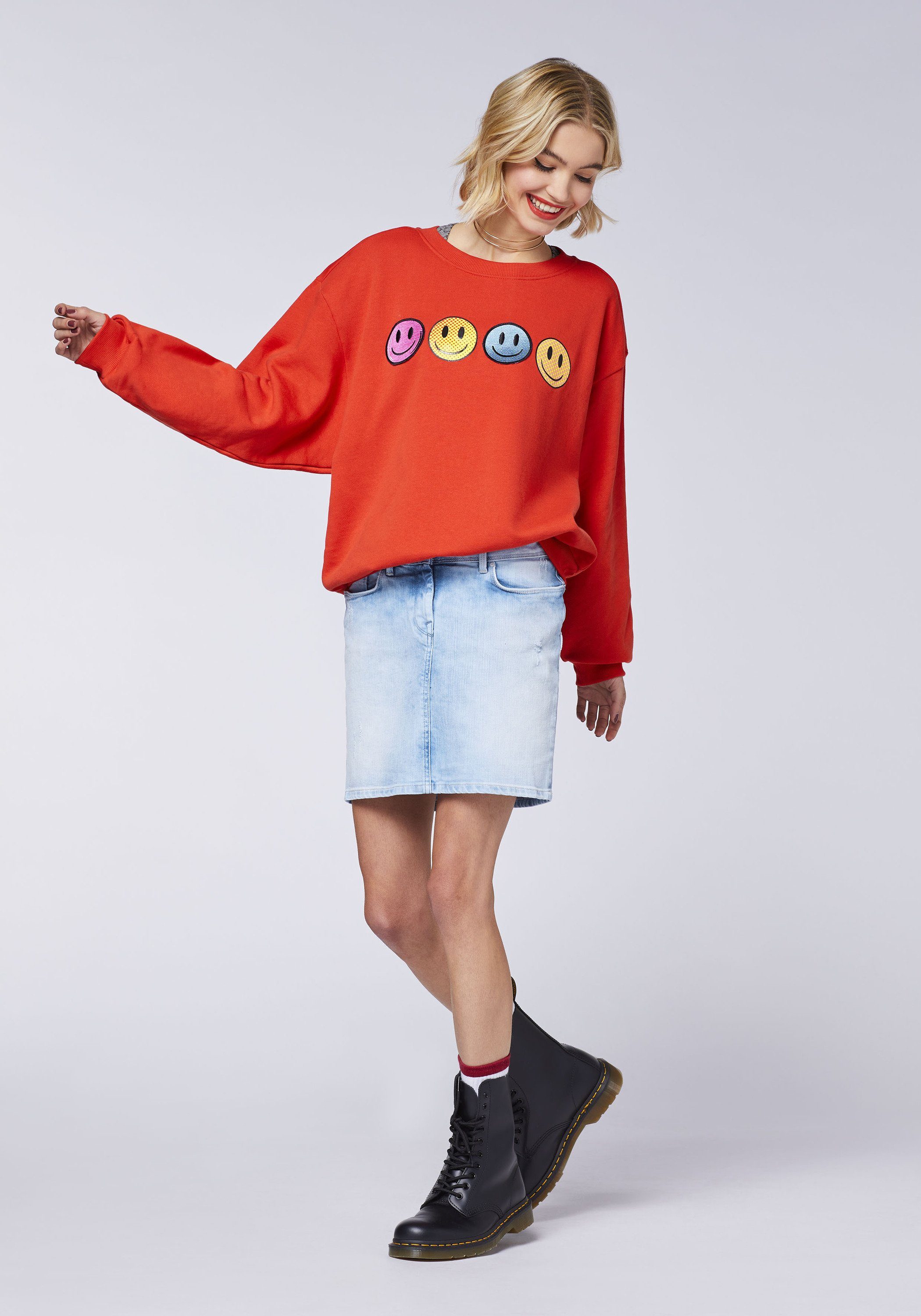 Emoji Grinsegesicht-Motiven mit Sweatshirt