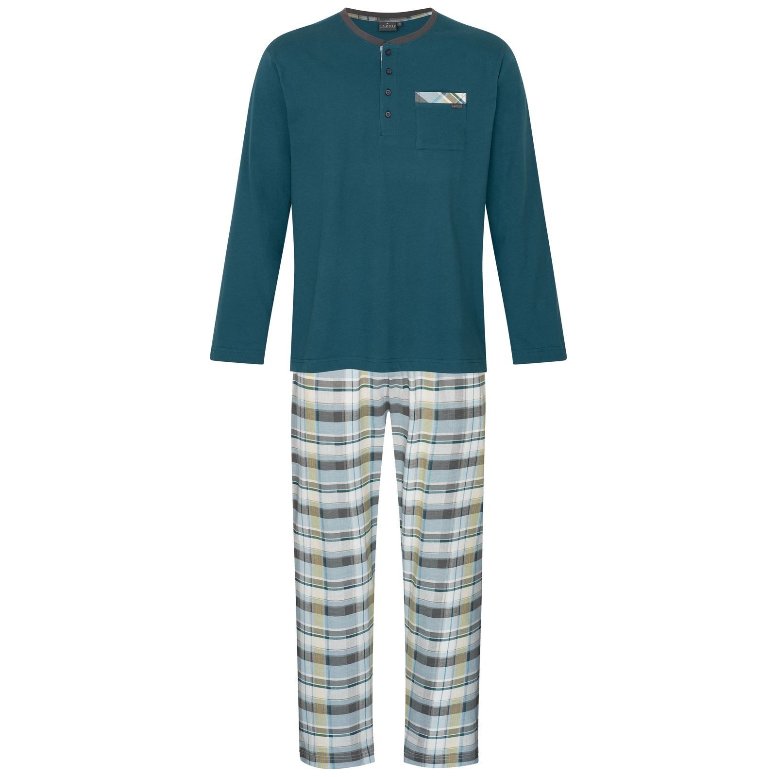 LAROG Schlafanzug Pyjama chesapeake bay / checks (2 tlg) Pyjama mit Knopfle günstig online kaufen
