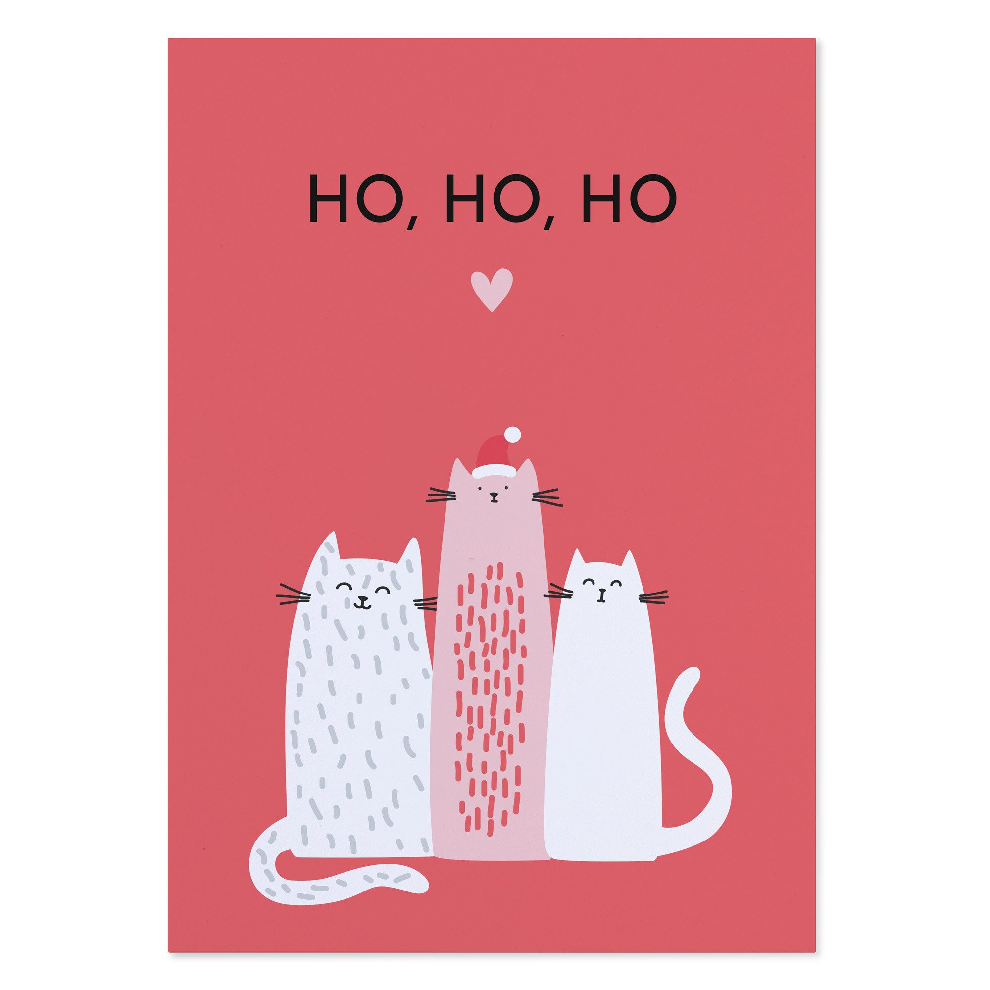 Bow & Hummingbird Weihnachtskarte Lustige Weihnachtskarte Katze „Ho, ho, ho“, Karte Weihnachten aus Recyclingpapier DIN A6