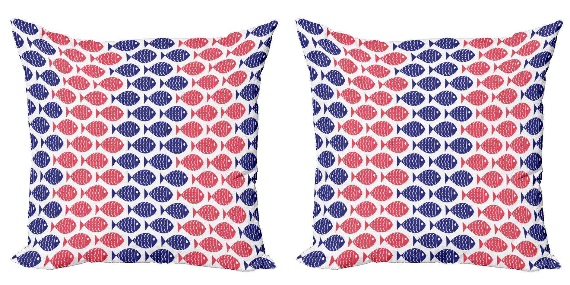 Kissenbezüge Modern Accent Doppelseitiger Digitaldruck, Abakuhaus (2 Stück), Fisch Nautik-Fisch-Thema-Entwurf