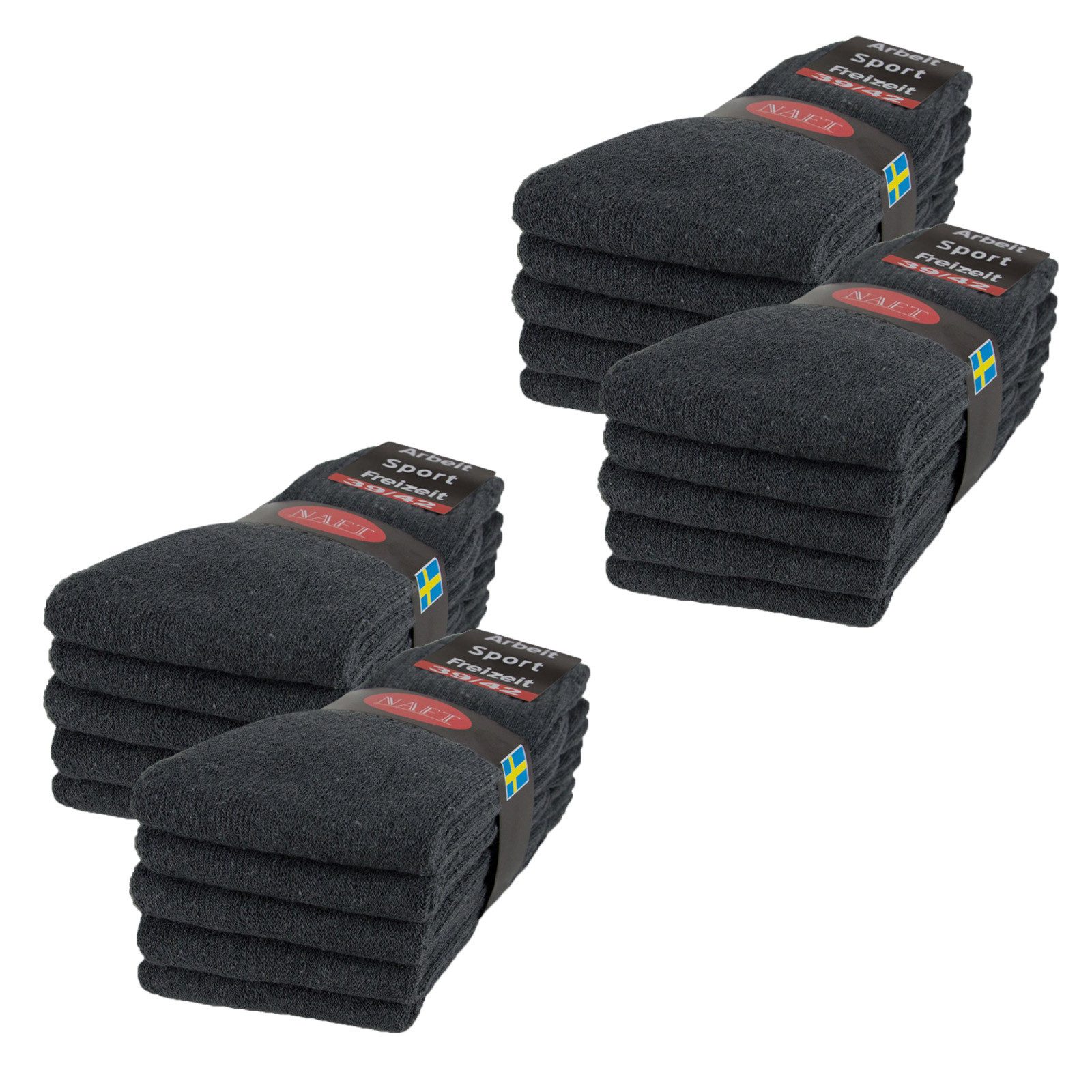 sockenkauf24 Tennissocken 10, 20, 30 Paar Sportsocken Arbeitssocken Herren & Damen (Anthazit, 20-Paar, 35-38) Socken Baumwolle 10100