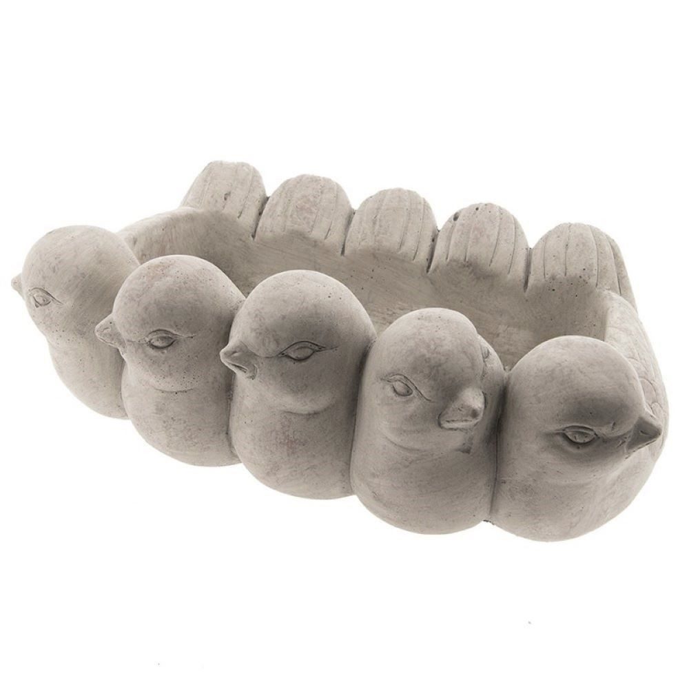 Clayre & Eef Pflanzschale Pflanzenschale Vögelchen Romantik Grau Betonoptik 31 cm (1 St)
