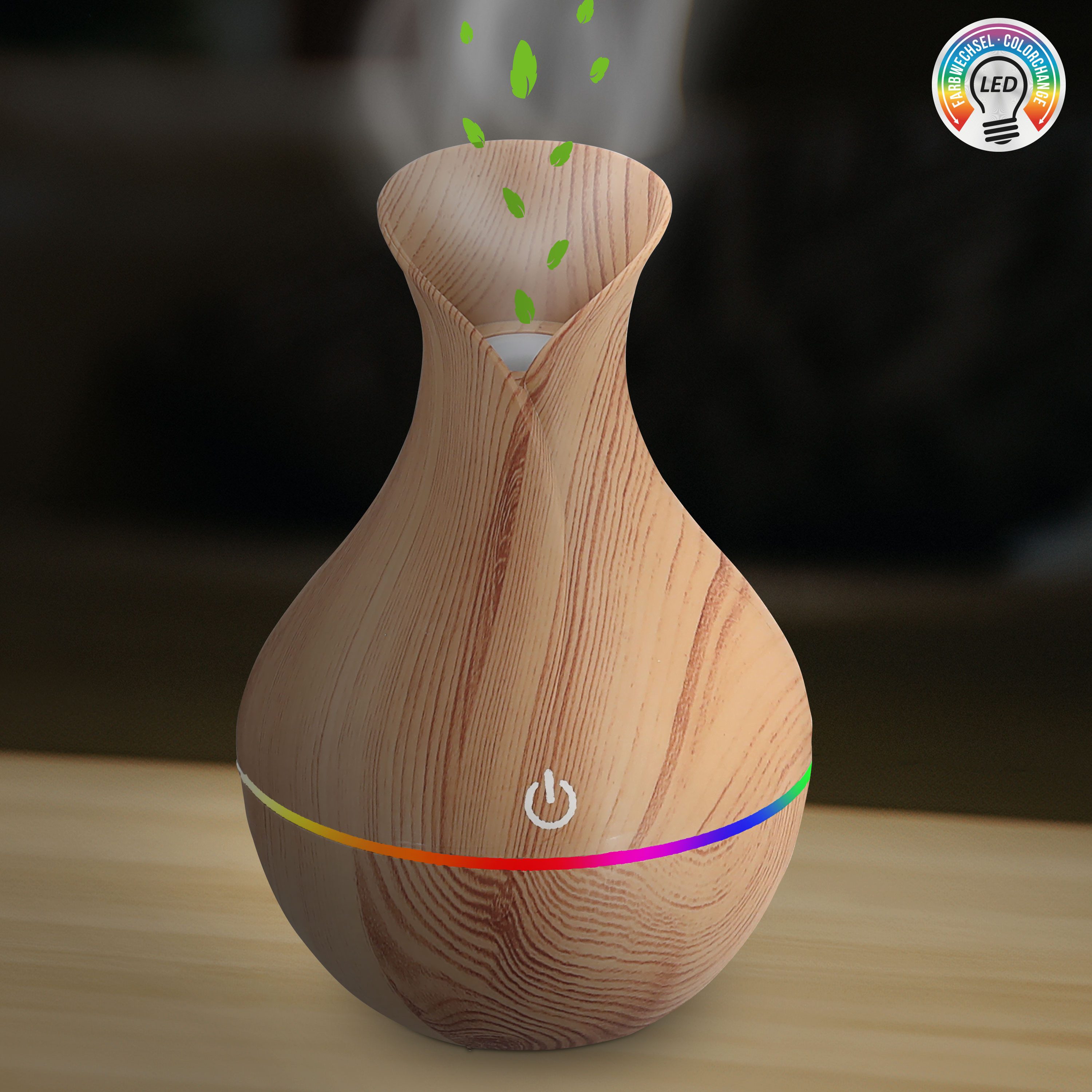 CEPEWA Diffuser Aroma Diffusor LED Farbwechsel USB Holzoptik 10x15cm Tank 130ml