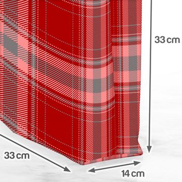 VOID Henkeltasche (1-tlg), Muster Karo Rot grau Dekoration holzfäller schottisch mustern schecke