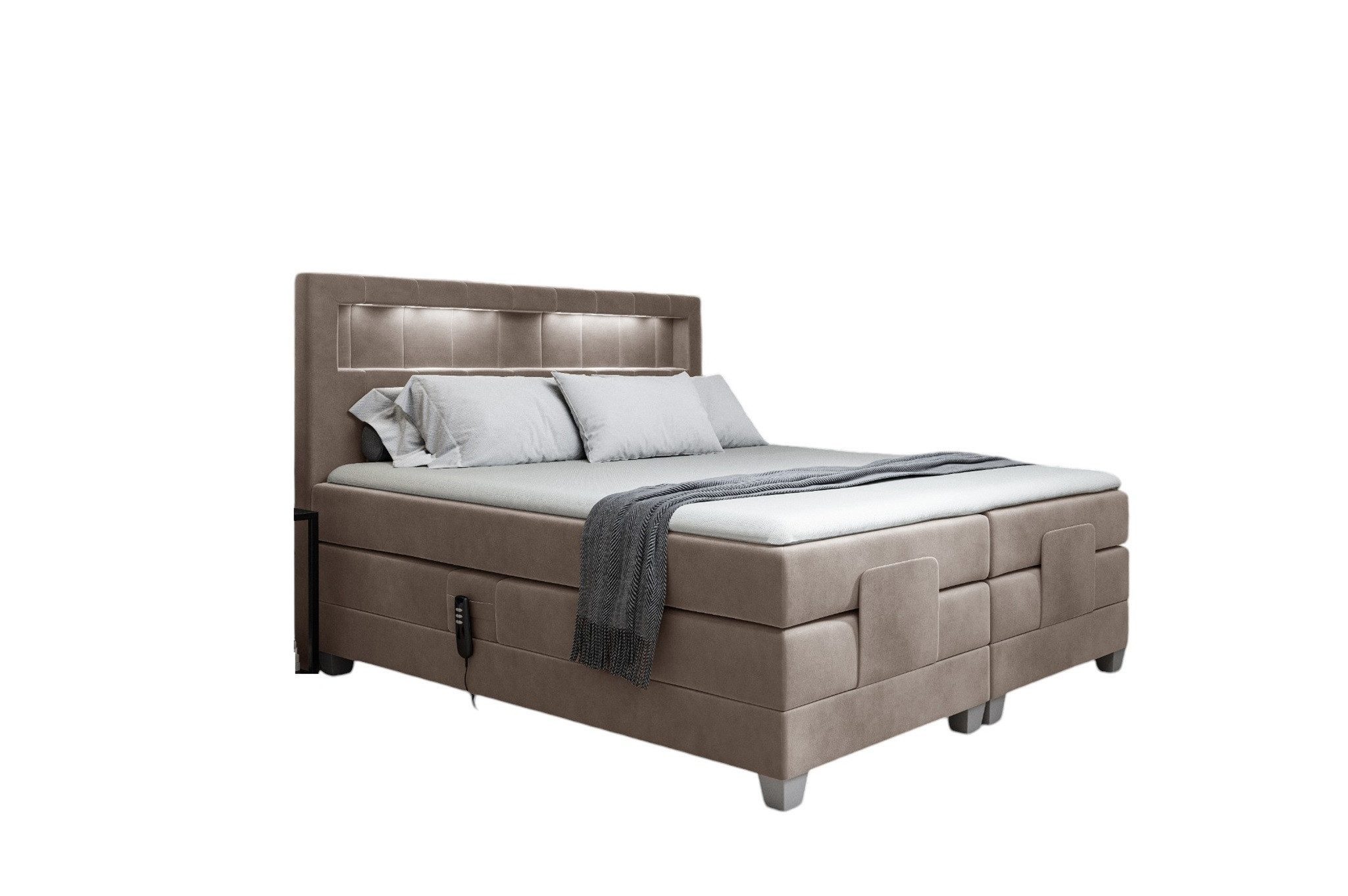 DB-Möbel Boxspringbett Schlafzimmerbett CAVIDOS Elektrisch in Stoff Fresh (inkl. Topper), Matratzen elektrisch verstellbar)