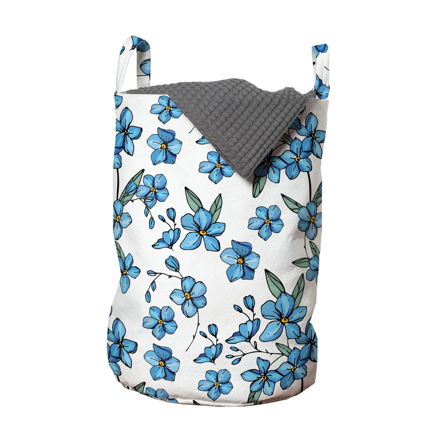 Abakuhaus Wäschesäckchen Wäschekorb mit Griffen Kordelzugverschluss für Waschsalons, Blumen Dekorative Blumen-Blätter