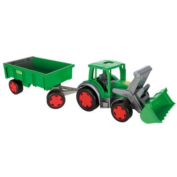 Wader Wozniak Spielzeug-Traktor Gigant Traktor zum Sitzen mit großer Frontschaufel, ab 12 Monaten, (belastbar bis 100 kg, ca. 60 cm, grün, 1-tlg., Aufsitztraktor mit Baggerarm), aus UV-beständigem, recyclebarem Kunststoff, für Kinderzimmer, Garten
