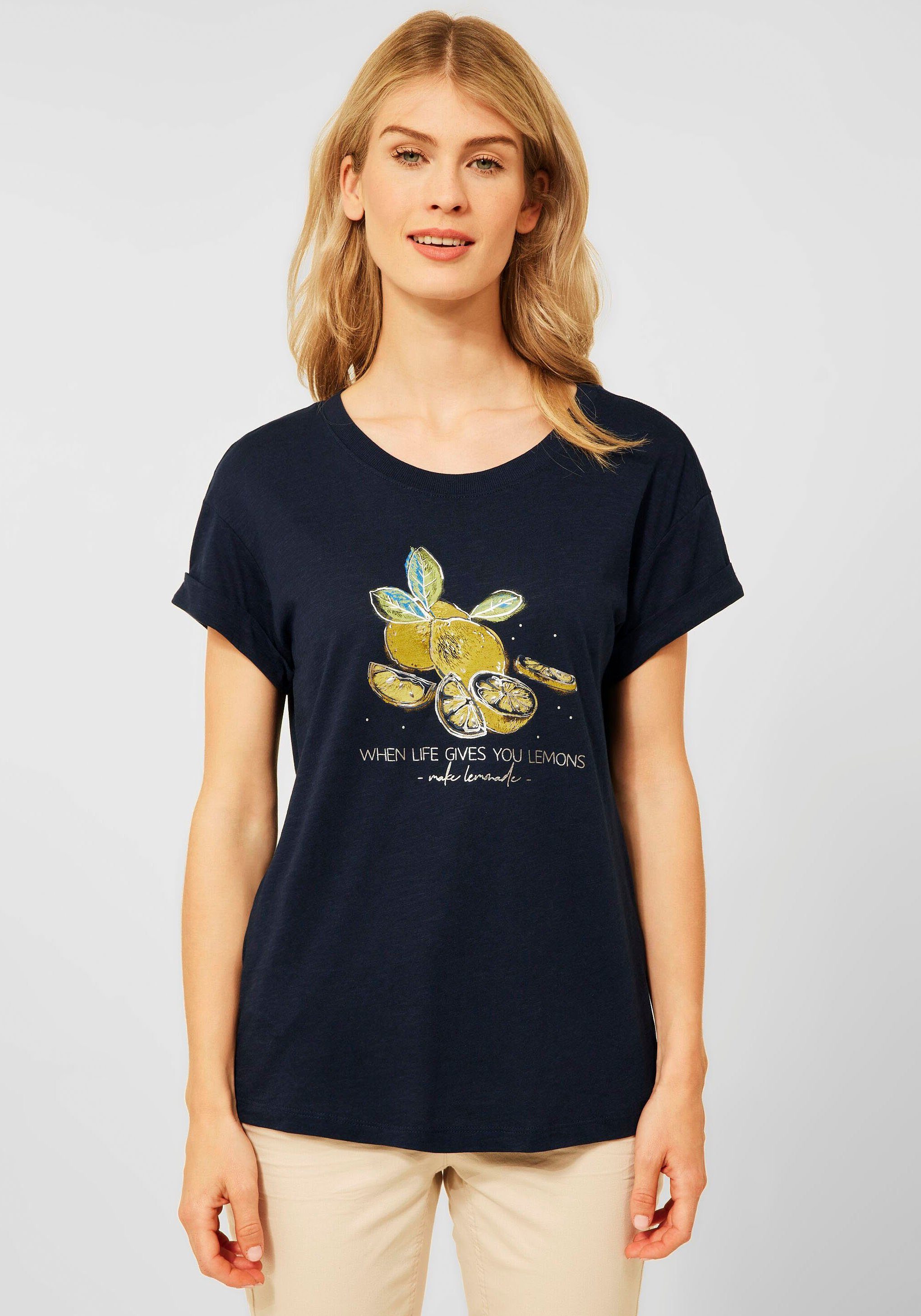 Damen Shirts Cecil Rundhalsshirt mit glänzendem Folienprint