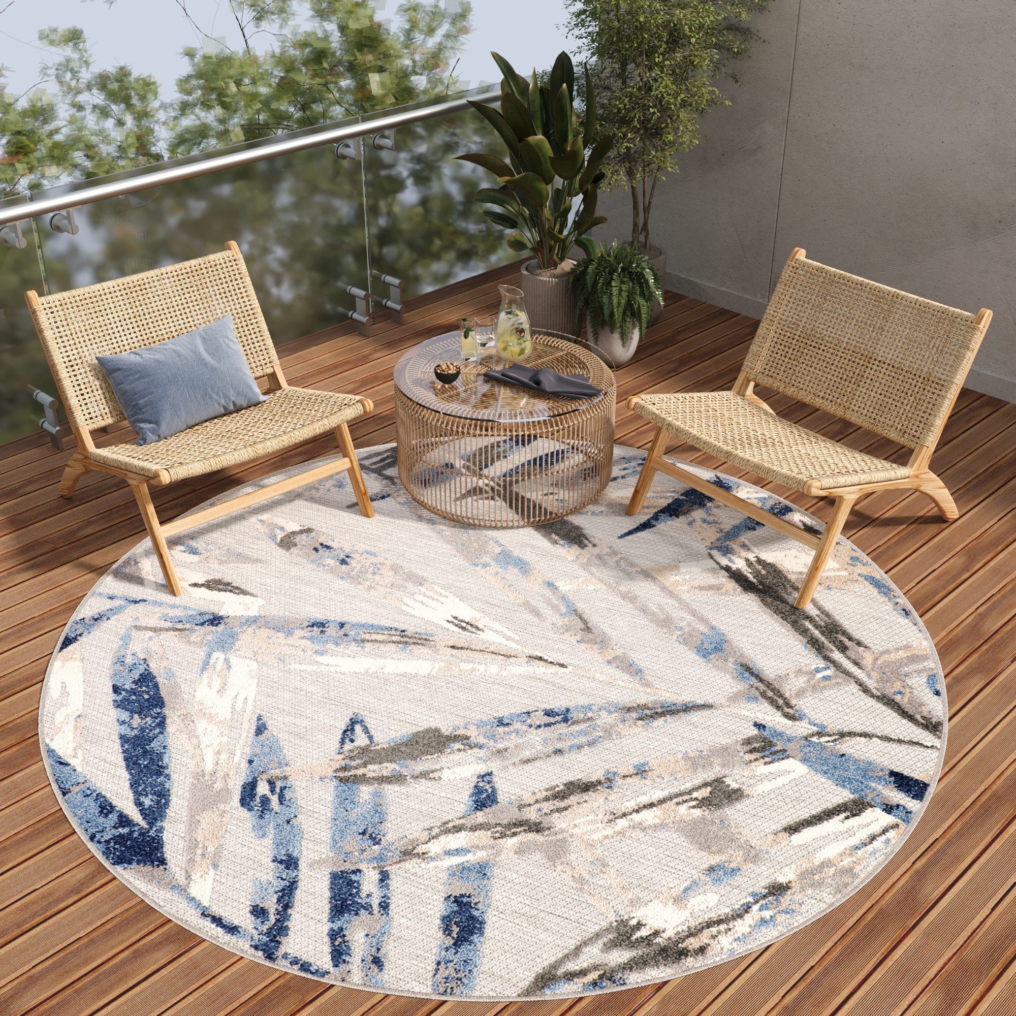Tapiso Outdoorteppich PATIO, rund, Höhe: 6 mm, Indoor, Outdoor, Wohnzimmer, günstig online kaufen
