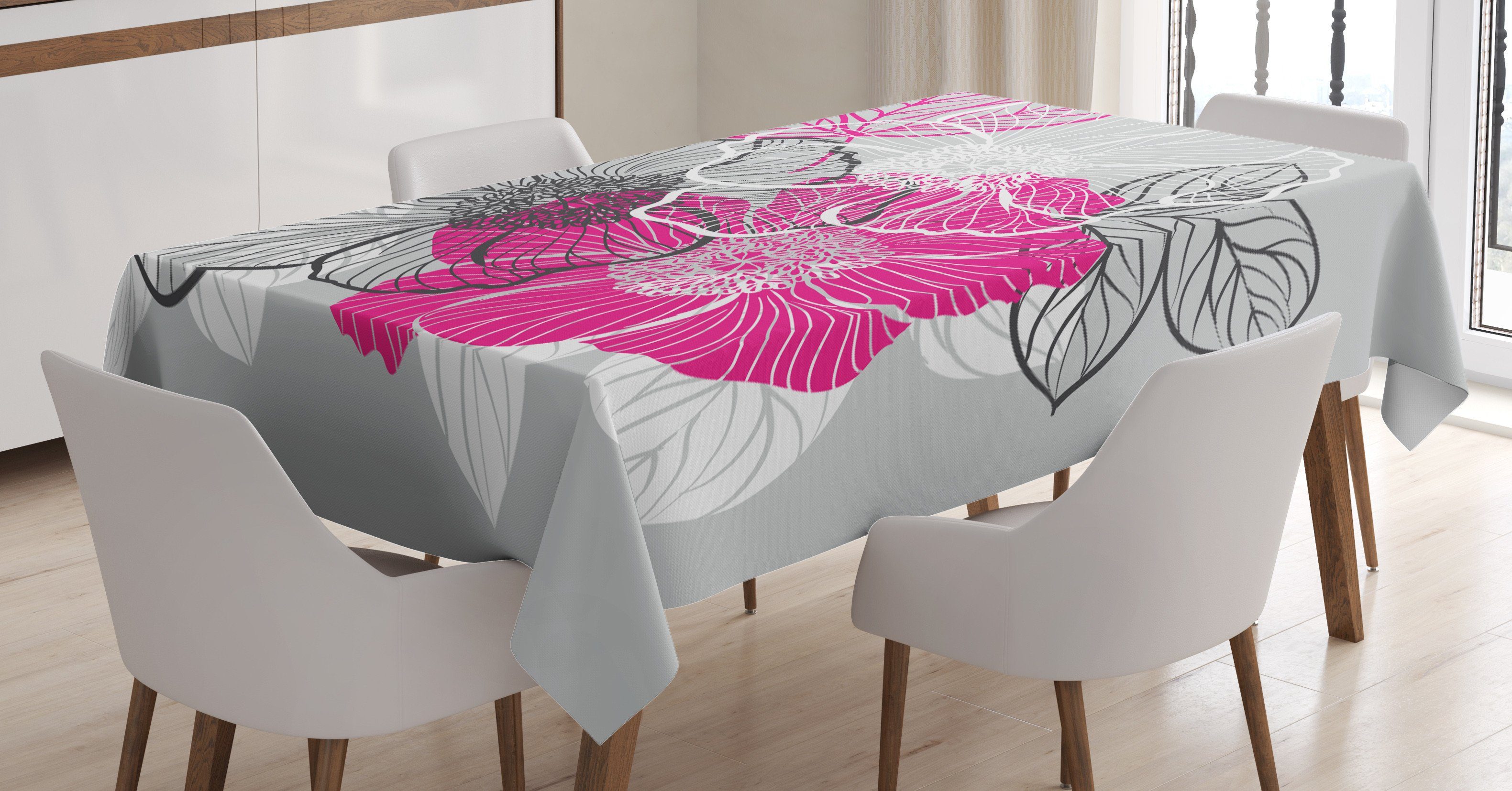 Abakuhaus Tischdecke Klare Pfingstrosen Floral Abstrakt Für den Farbfest Waschbar Bereich Farben, Außen geeignet Braut
