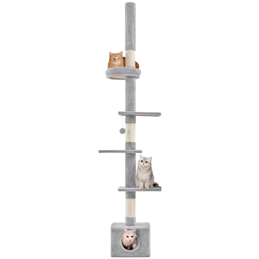 Yaheetech Kratzbaum 226-265,5 cm (H), Kletterbaum Katzenbaum deckenhoch, höhenverstellbar