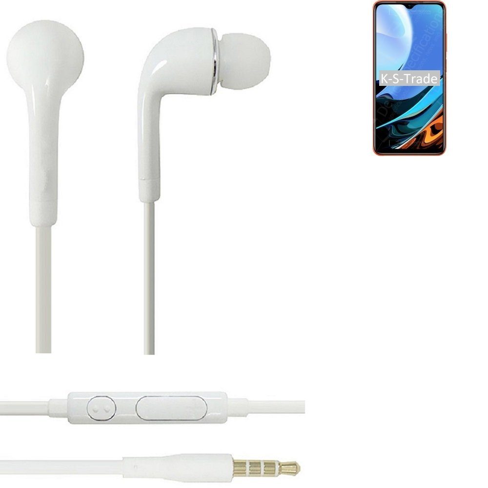 K-S-Trade für Xiaomi Redmi 9T In-Ear-Kopfhörer (Kopfhörer Headset mit Mikrofon u Lautstärkeregler weiß 3,5mm)