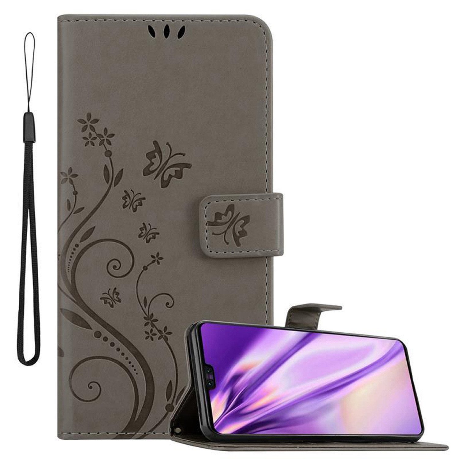 Cadorabo Handyhülle für Huawei MATE 30 Hülle Huawei MATE 30, Hülle Schutzhülle Blumen Flower mit Standfunktion Kartenfach Magnet