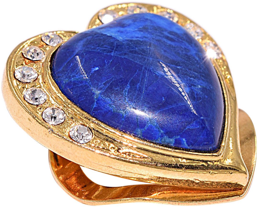 Firetti Tuchring Schmuck Geschenk Messing Ansteckschmuck Schalclip Herz, Made in Germany - mit Lapislazuli, Zirkonia (synth)