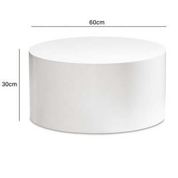 Wohnling Couchtisch WL6.861 (MONOBLOC 60x60x30 cm MDF Hochglanz Wohnzimmertisch), Sofatisch Weiß, Kaffeetisch Klein Rund