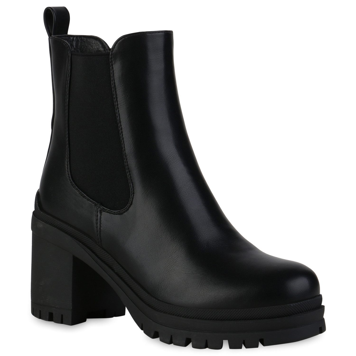 VAN HILL 839435 Chelseaboots Damen Chelsea Boots Stiefeletten Plateau Vorne Profil-Sohle