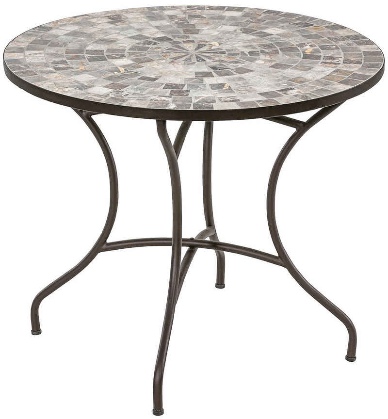 Dehner Gartenstuhl »Gartentisch Grazia, mit Mosaik, Eisen/Stein«, Romantischer Mosaiktisch mit einem pulverbeschichteten Eisengestell