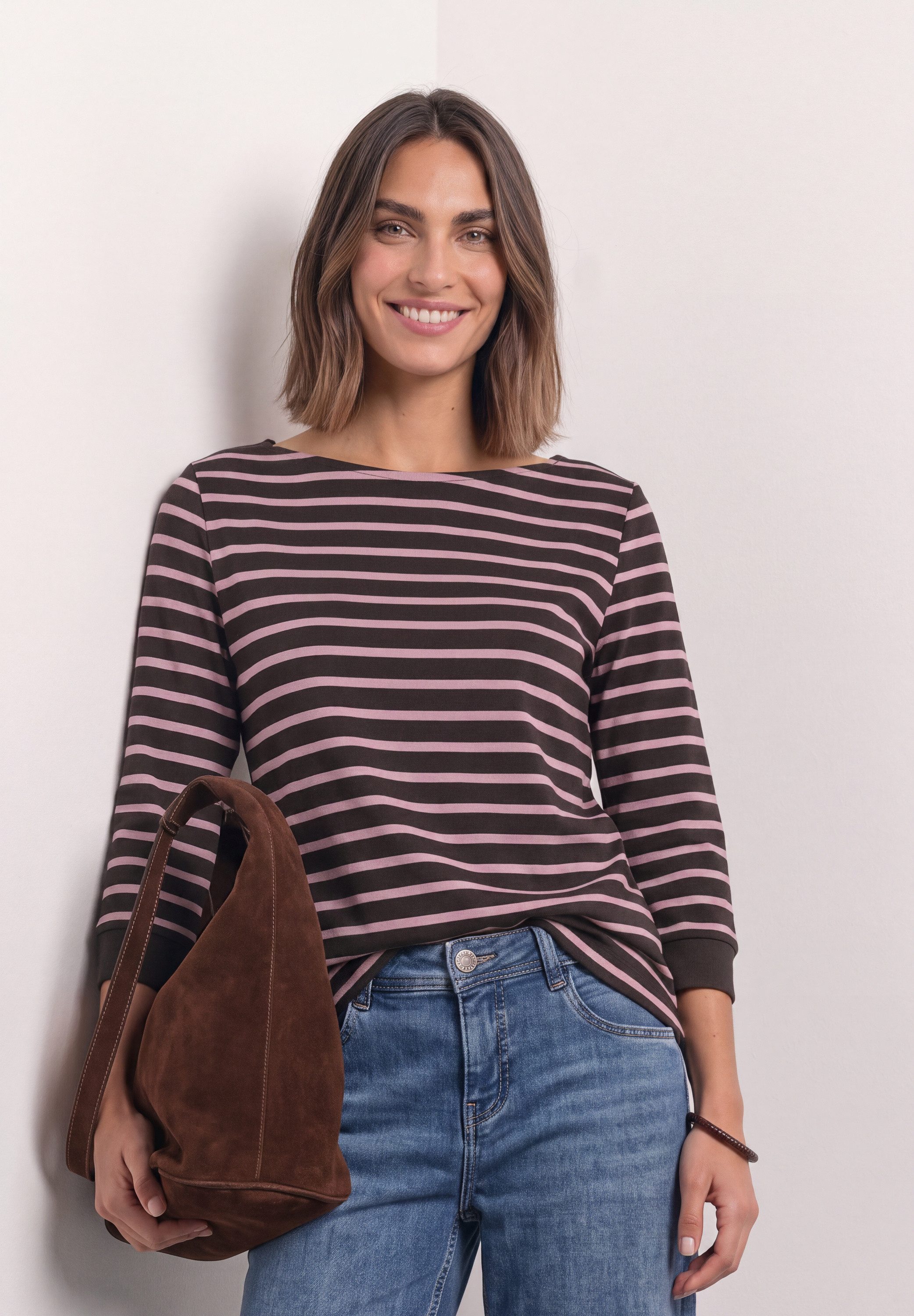 STREET ONE 3/4-Arm-Shirt mit Boat Neck und Streifen