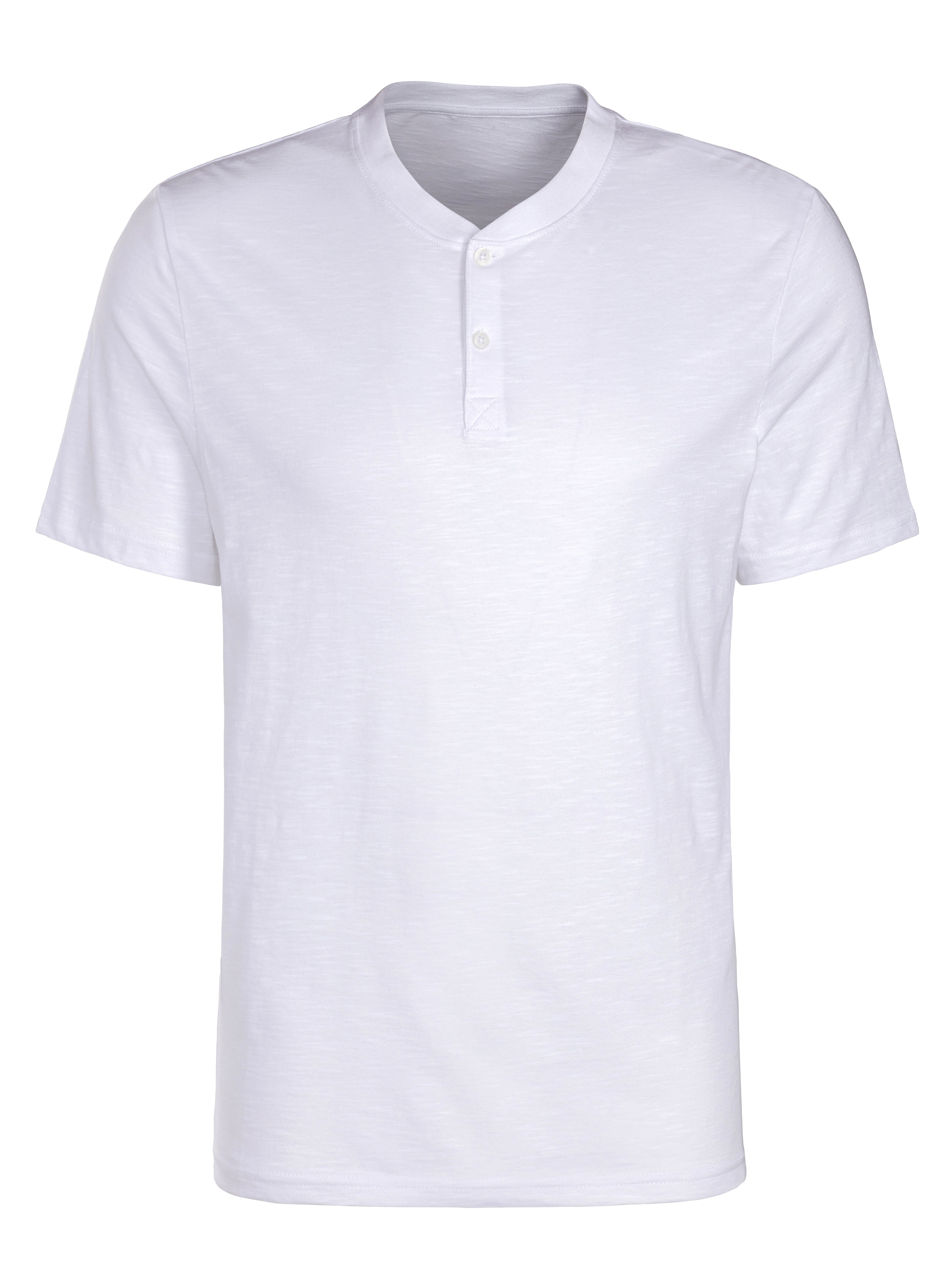 H.I.S Henleyshirt Kurzarmshirt mit Henleykragen, strukturierte Baumwolle