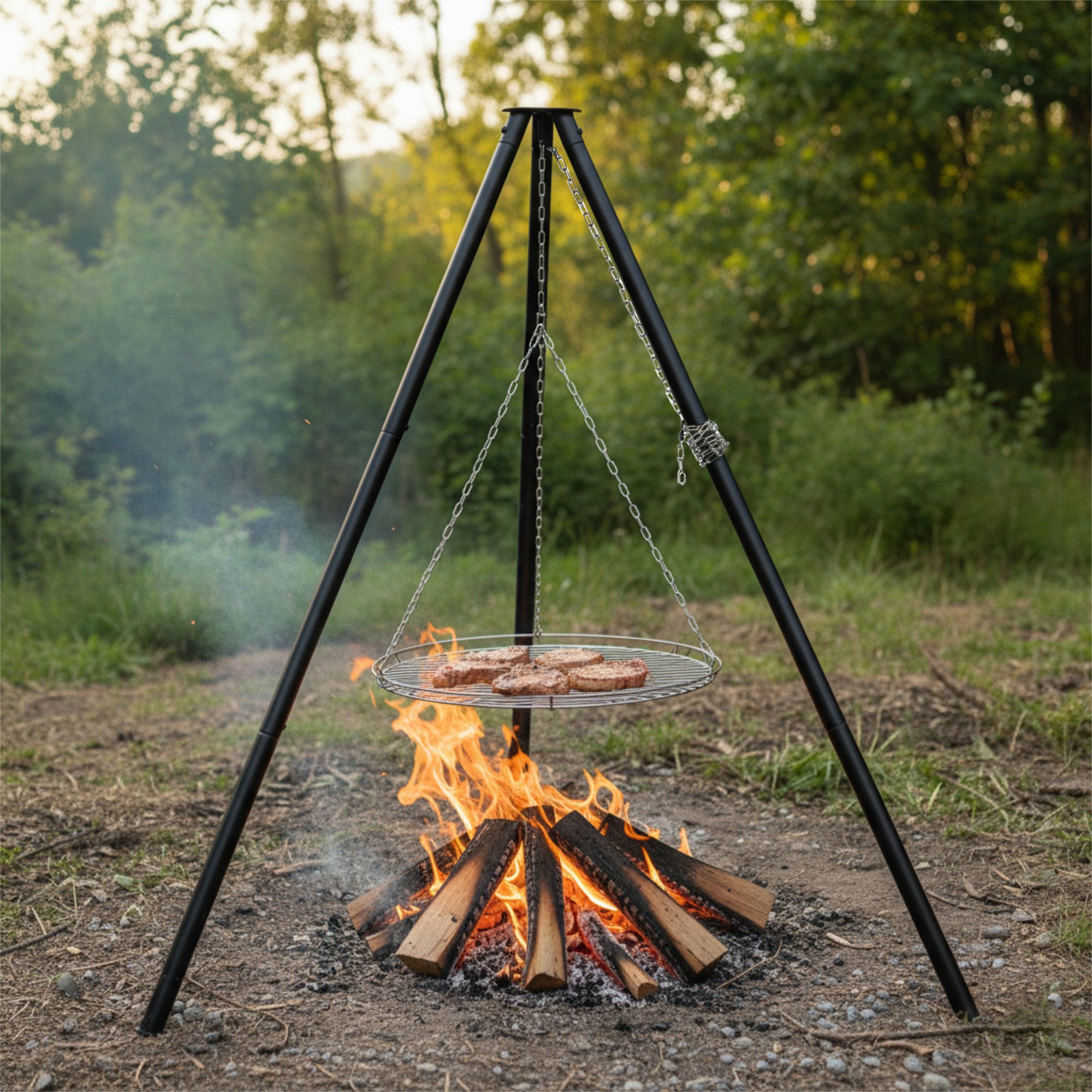 BBQ-Toro Schwenkgrill Dreibein Grill mit Grillrost, 165 cm, Dreibein für Feuerschale, Stabil und Langlebig