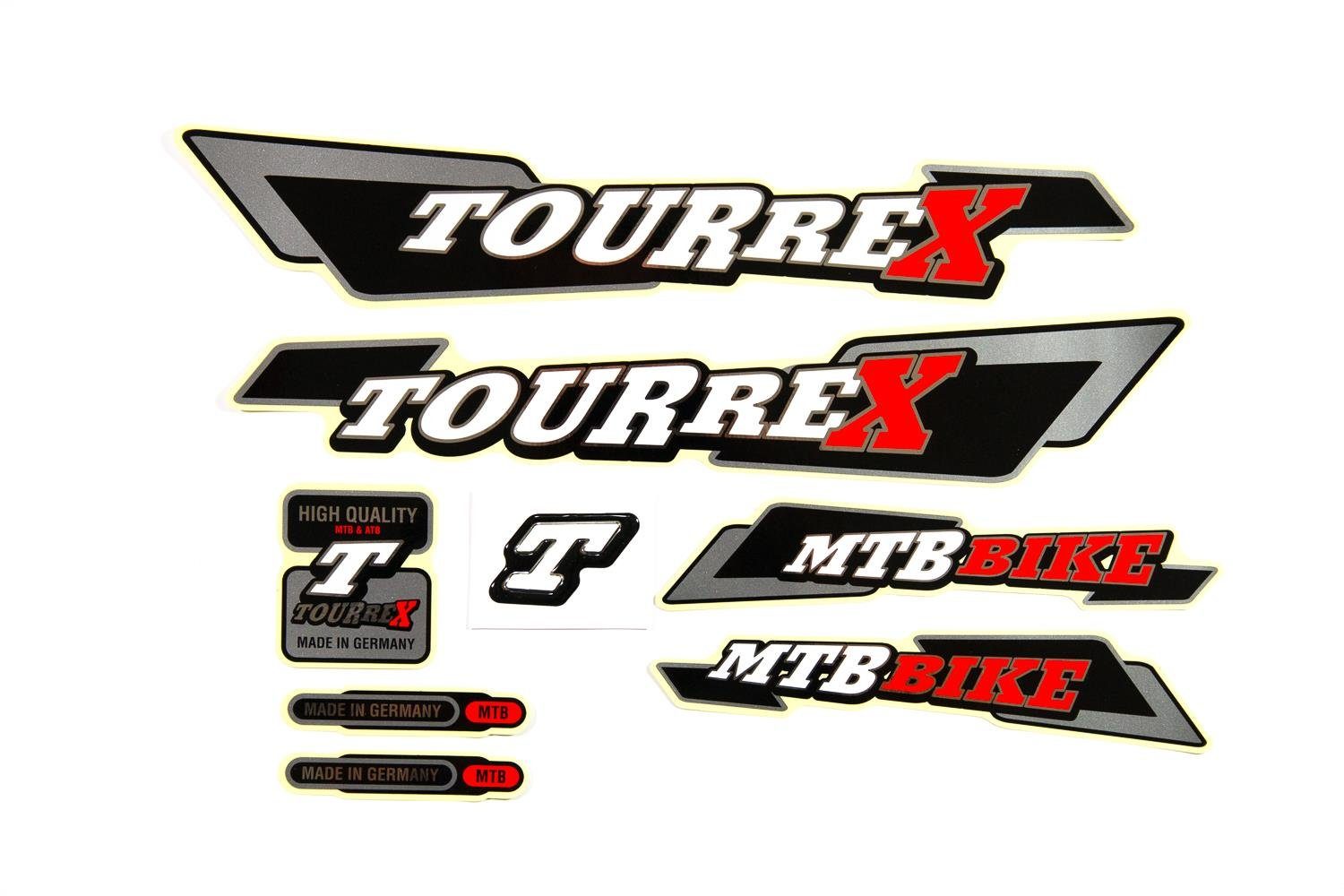 Non-Branded Fahrradrahmen Fahrrad Dekor Aufkleber Rahmen 8tlg Decal Sticker TOURREX schwarz rot